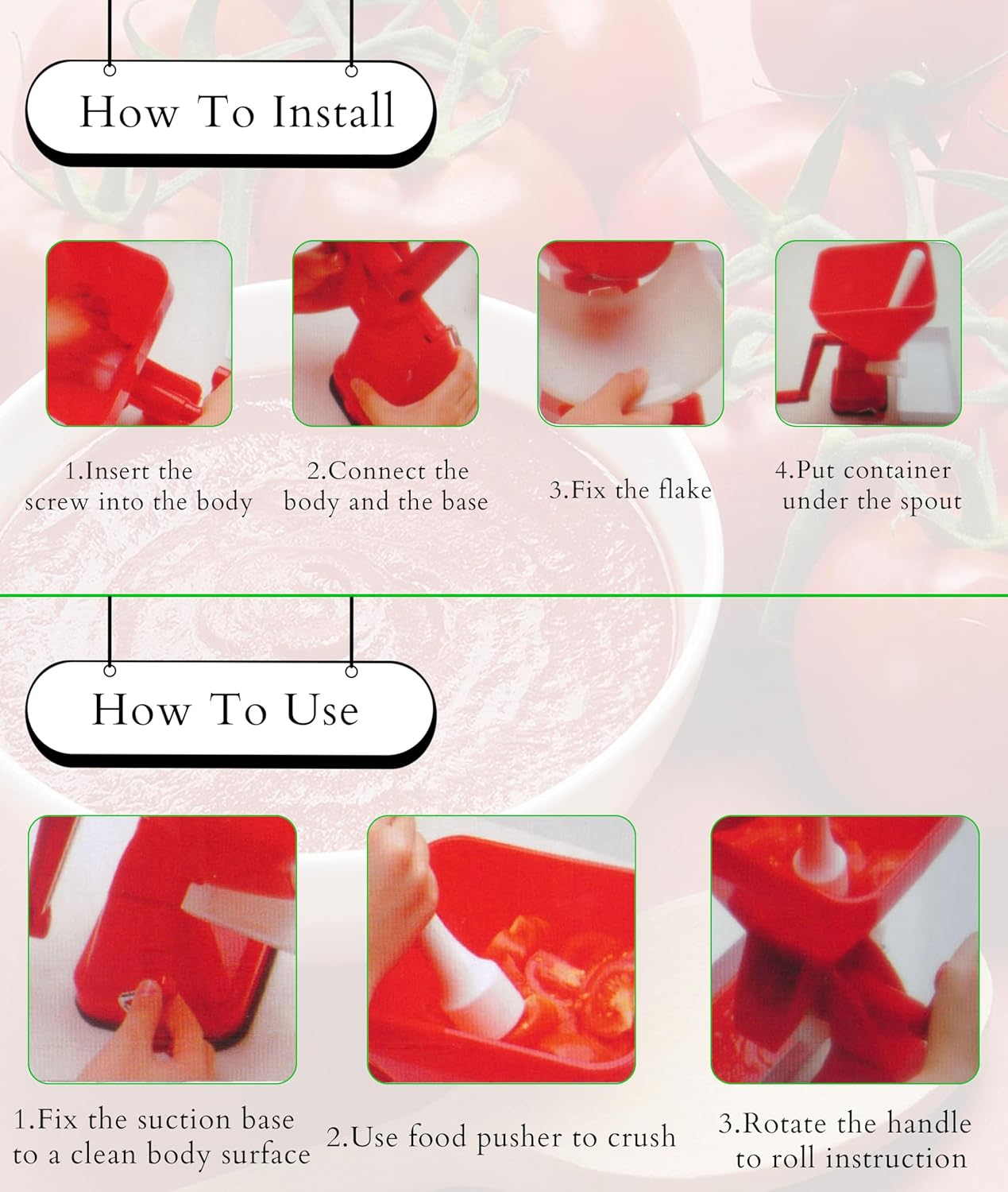 Tomato Press, Manual Food Strainer/Sauce Maker, Tomato Sauce Maker Machine, Food Mill for Tomato Sauce, , Marinara, Sauce Ect