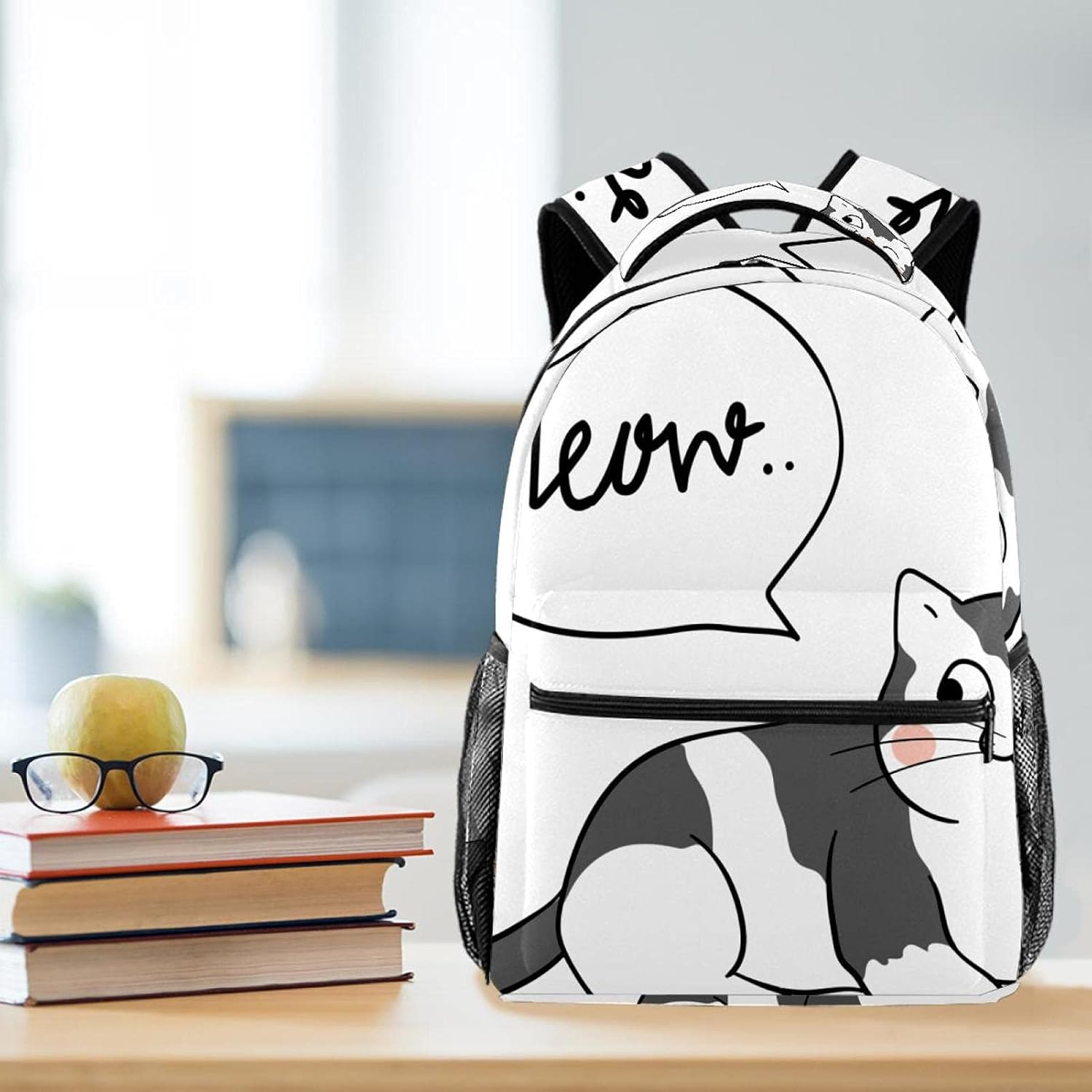 Cute Cat and Bubble Meow Backpack Students Shoulder Bags Travel Bag College School Tote Backpacks image number 4