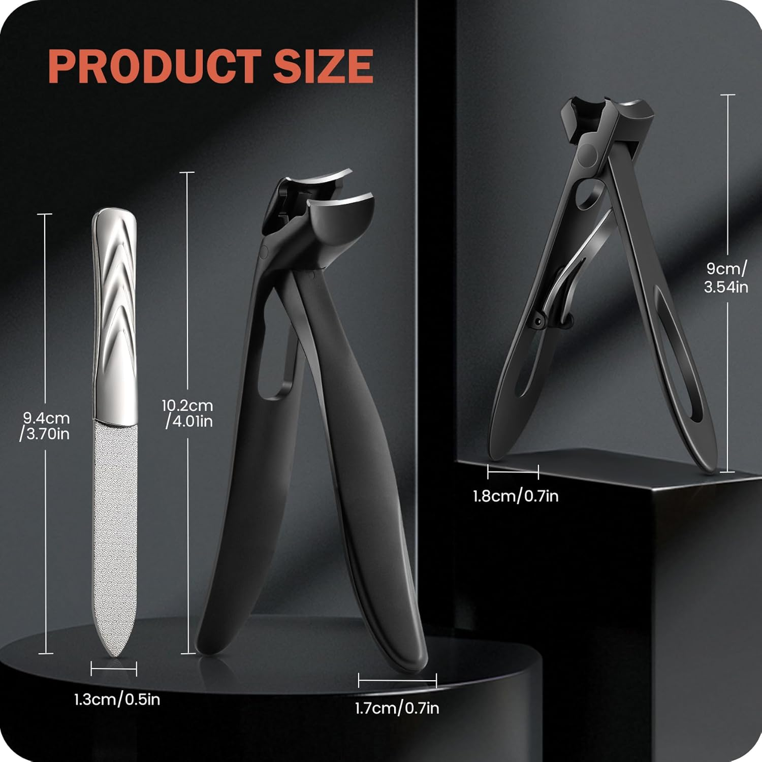 BEZOX Toe Nail Clipper for Thick Nails for Seniors, Nails Clipper Set for Comfort Nail Trimming, Precision Fingernail Clippers - Black image number 4