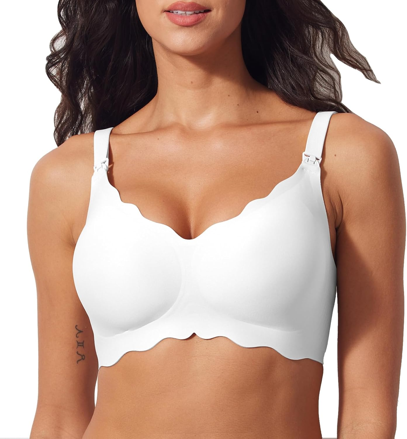 Ultra-Soft Wirefree Nursing Sleep Bra &ndash; Seamless Maternity Nursing Bra with Adjustable Wide Straps, 3D Lift & Breathable Blend for Breastfeeding & Pregnancy image number 6