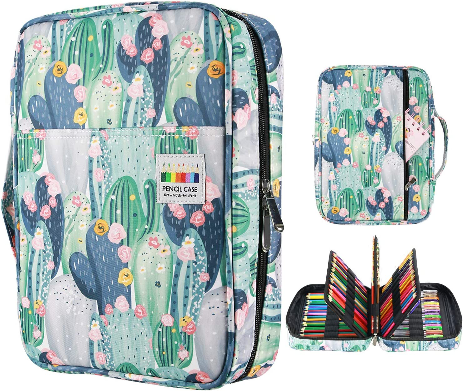 YOUSHARES Colored Pencil Case 220 Slots Pen Case Organizer with Handy Wrap & Zipper, Multilayer Holder for Prismacolor Colored Pencils & Gel Pen (Purple)