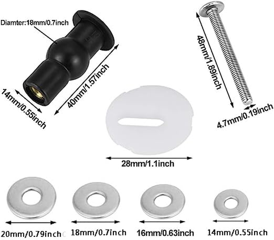 Toilet Seat Hinges Screws Universal 2Pcs, Toilet Seat Top Fixing Expanding Rubber Nuts Screws, Toilet Seat Replacement Part Blind Hole Fitting, Toilet Seat Bolts Kit Compatible（2Pack） image number 4