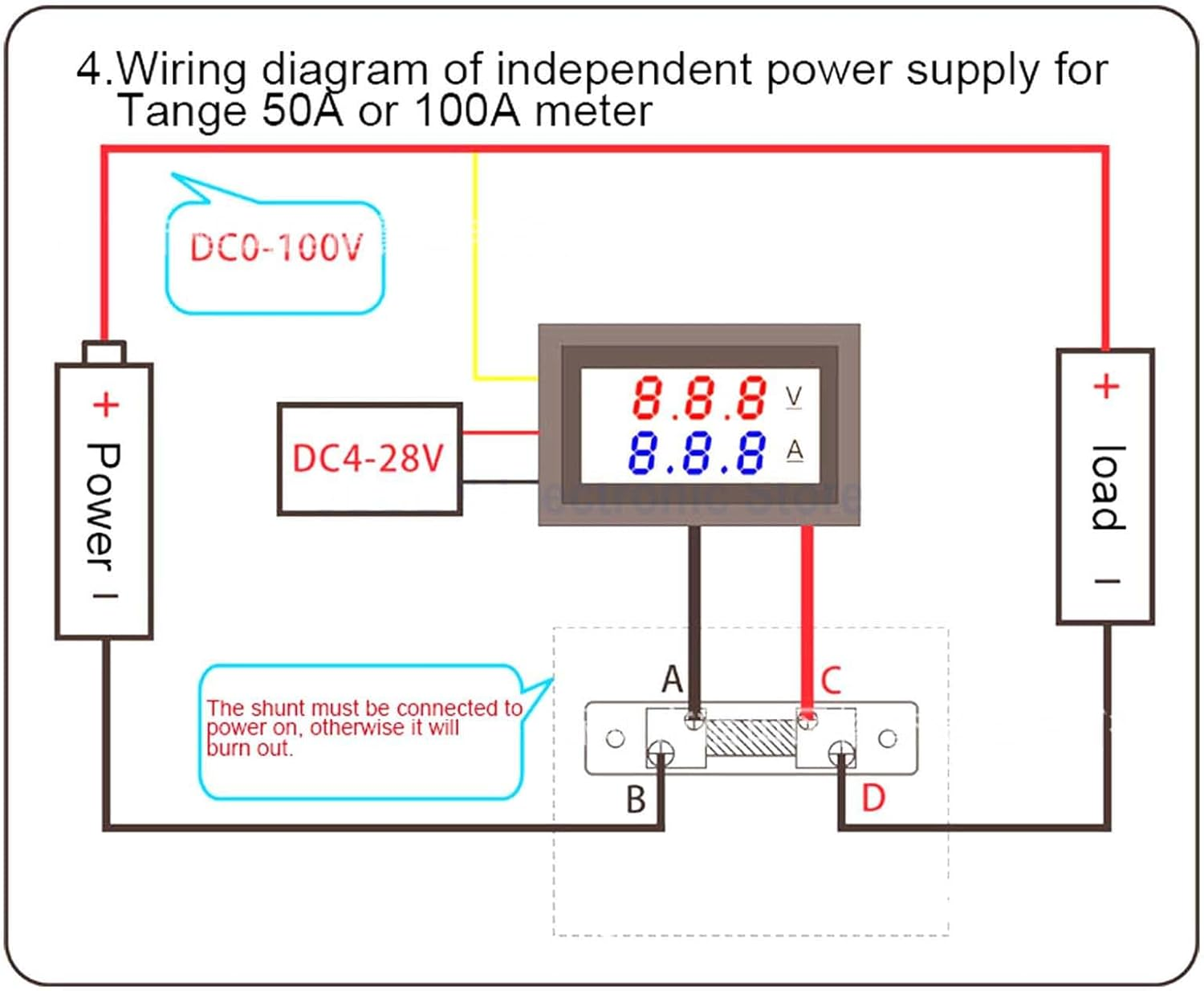 Digital Voltmeter Ammeter LED, Voltage Current Meter for Batteries, Motors, Solar Panels, 0.0-100V Measurement Range (10A) image number 6