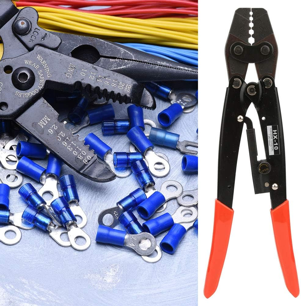 HX-10 Carbon Steel Wire Crimper Ratcheting Terminal Crimper Pliers 1.25~&sup2; AWG10-6 image number 1