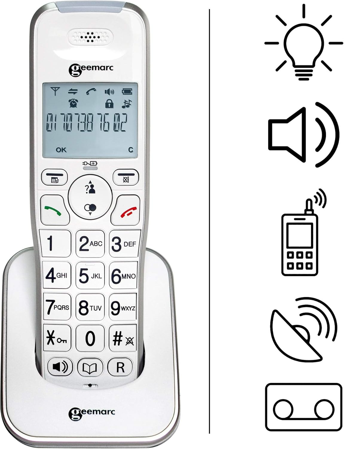 Geemarc Amplidect 595 U.L.E Highly Amplified (50Db) Cordless Phone + Extra Twin Handset - Phone for the Hard Hearing - Hearing Aid Compatible (T-Coil) image number 6