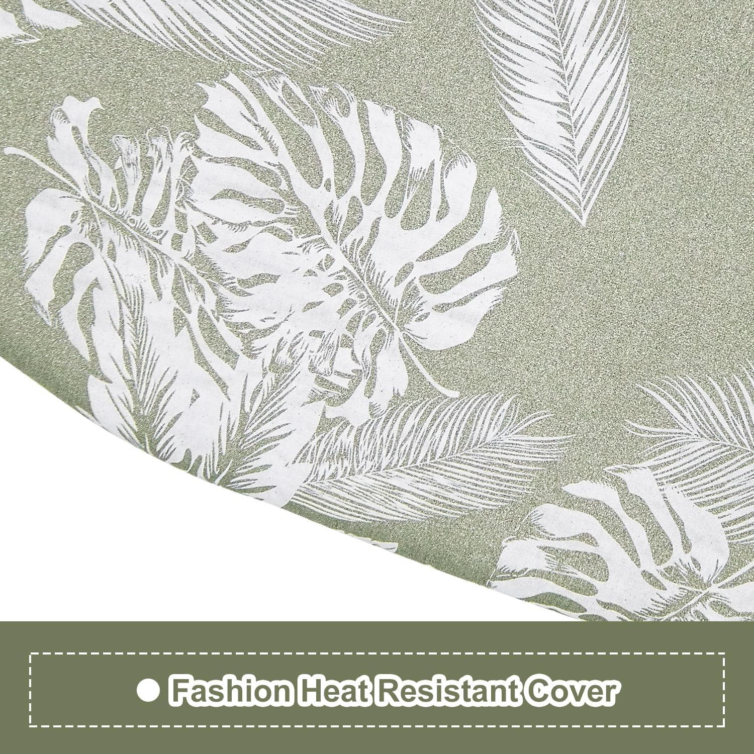 Duwee Ironing Board Cover 12X32 Inches - Heat-Resistant, Thick 8Mm Felt Padding, 100% Cotton Fabric with Elastic Edge for Non-Slip Fit - Durable, Fade-Proof（White Leaves） image number 2