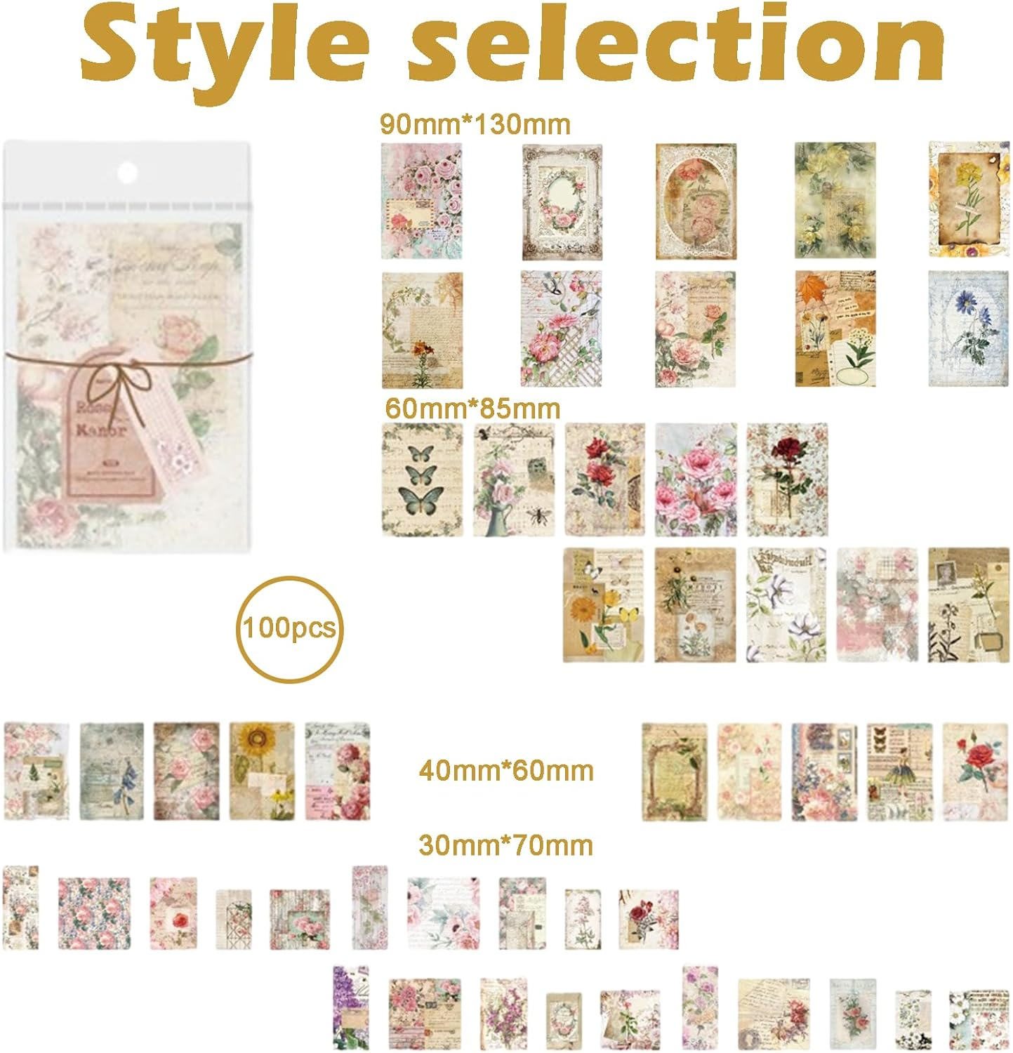 Treayes Scrapbooking Supplies Pack with Scrapbook Stickers and Journal Stickers (100 Pieces) for Art Journaling Planners DIY Paper Craft Kits Notebook Collage Album Aesthetic Picture Frames(Nature)