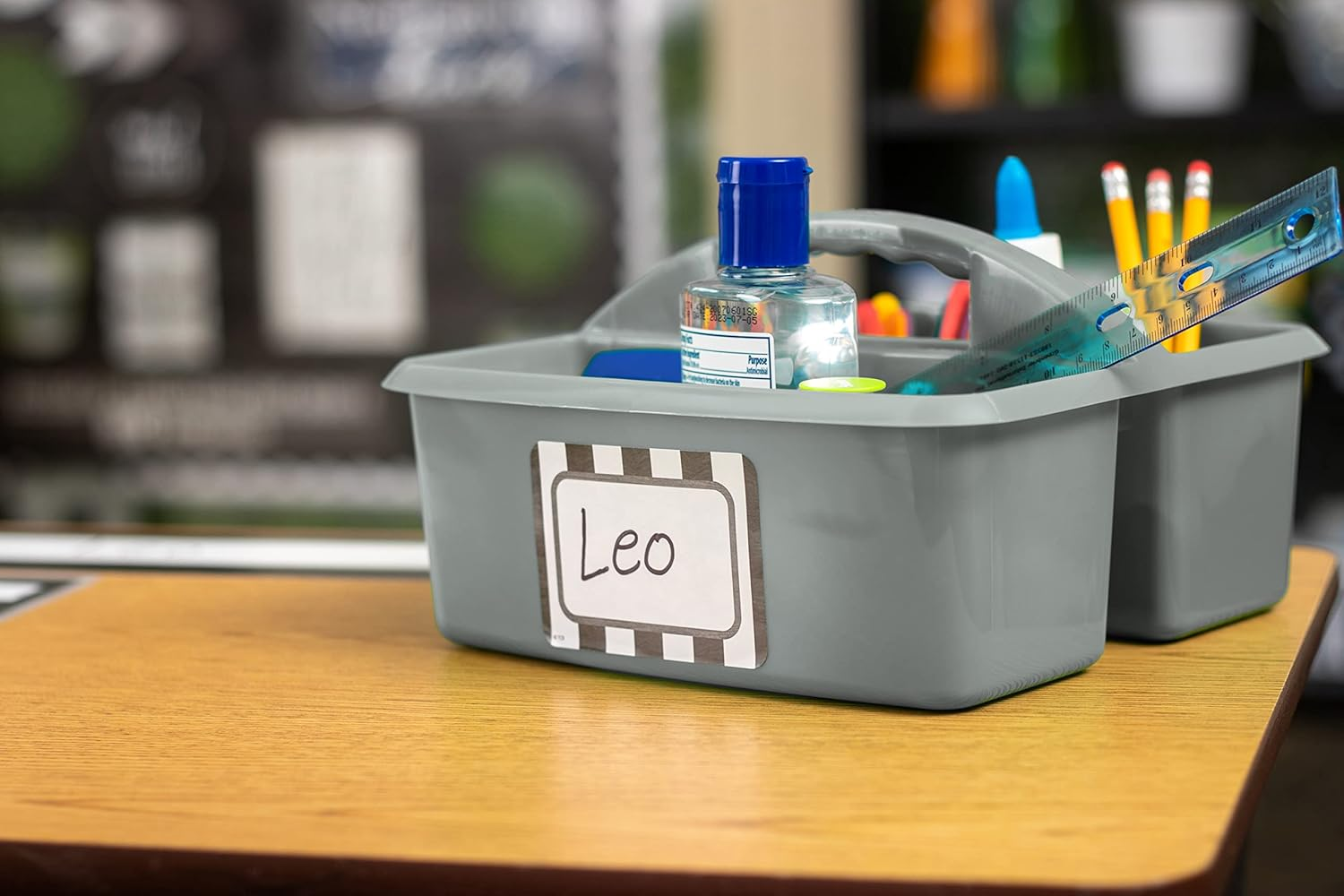 Gray Portable Plastic Storage Caddy 6-Pack for Classrooms, Kids Room, and Office Organization, 3 Compartments - Clear image number 5