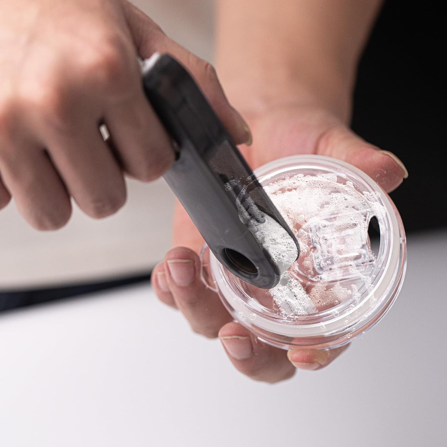 4 Pcs Cup Cleaning Kit &ndash; 3-In-1 Bottle Cleaner Brush Set, Multipurpose Cup Cleaning Brush Kit with Holder, Blue & Gray image number 2