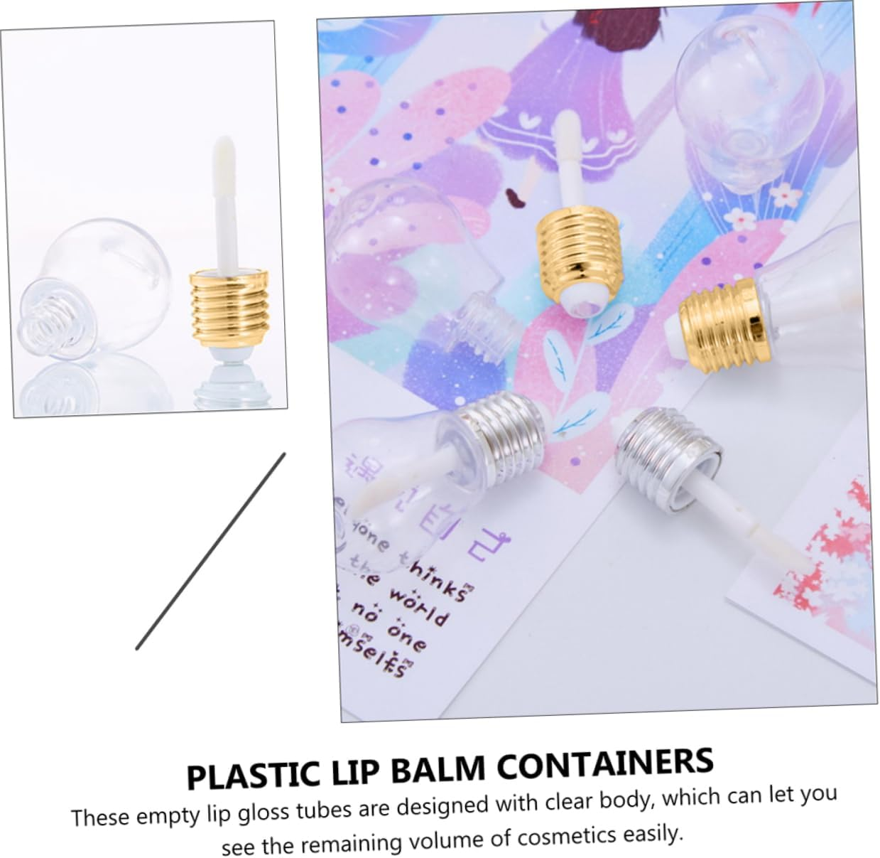 Pack of 10 Refillable Plastic Lip Gloss Bottles DIY Lipstick Container in Bulbs Design Transparent for Cosmetics for Travel And image number 5