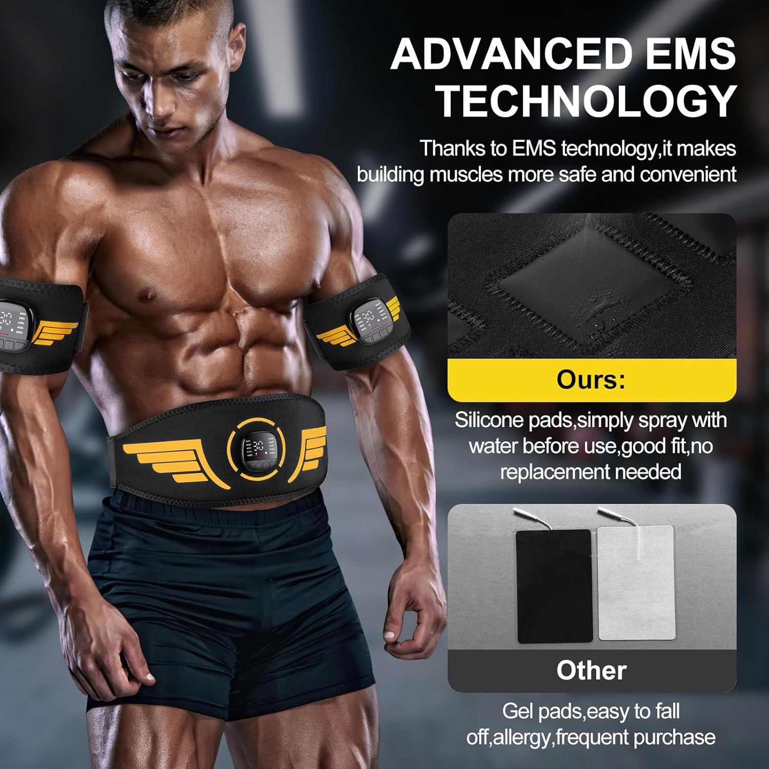 EMS Abdominal Muscle Trainer, Electric Abdominal Muscle Trainer, EMS Training Device with 10 Modes and 30 Intensities, EMS Muscle Stimulation Electric USB Rechargeable Portable for Abdomen, Arms, Leg image number 3