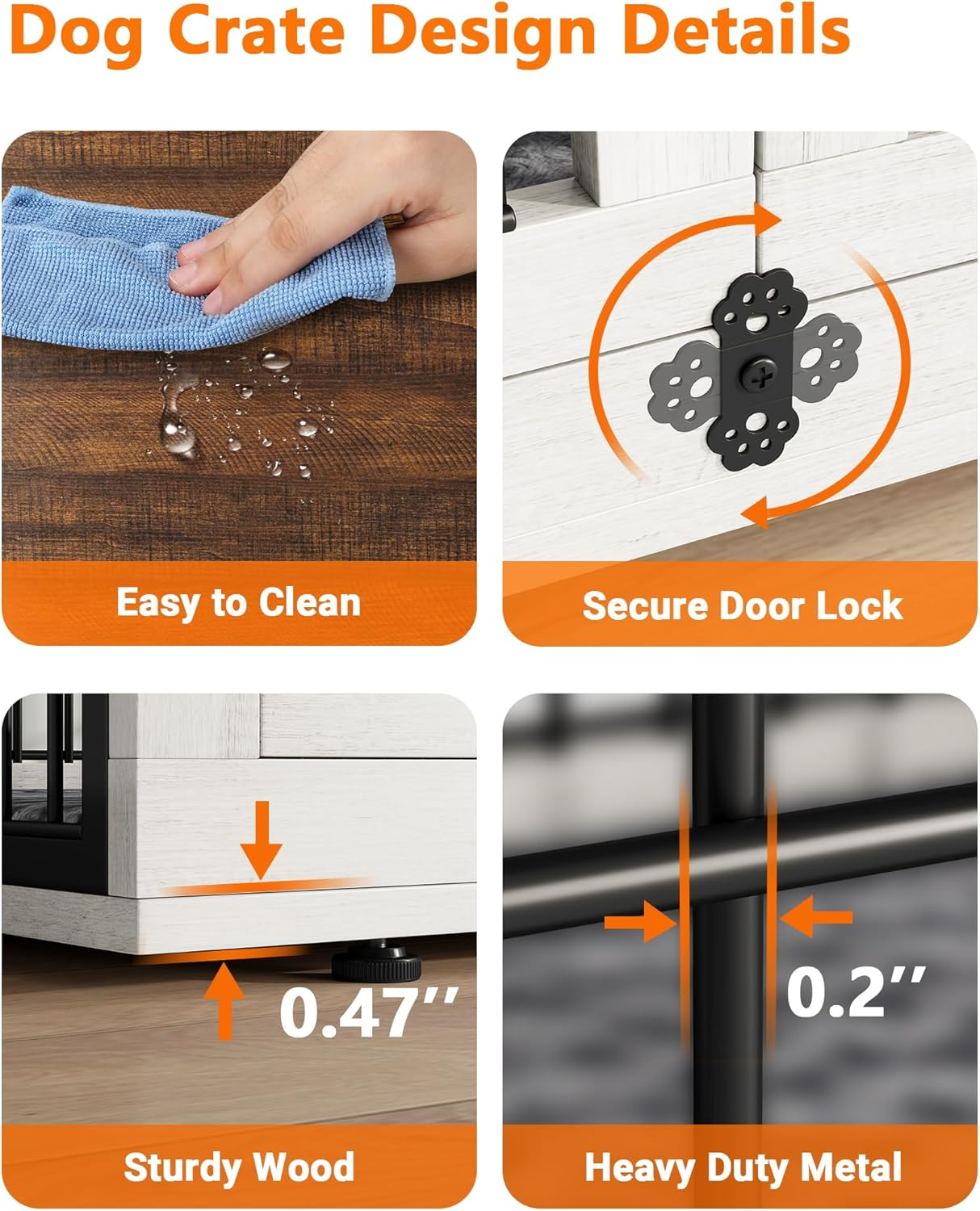 Yafiti Dog Crate Furniture with Cushion, Wooden Dog Kennel Indoor with Double Doors, Dog Cage with Wheels, Dog House Side End Table for Small Medium Dogs up to 45 Lb, 32.5" L, White image number 1