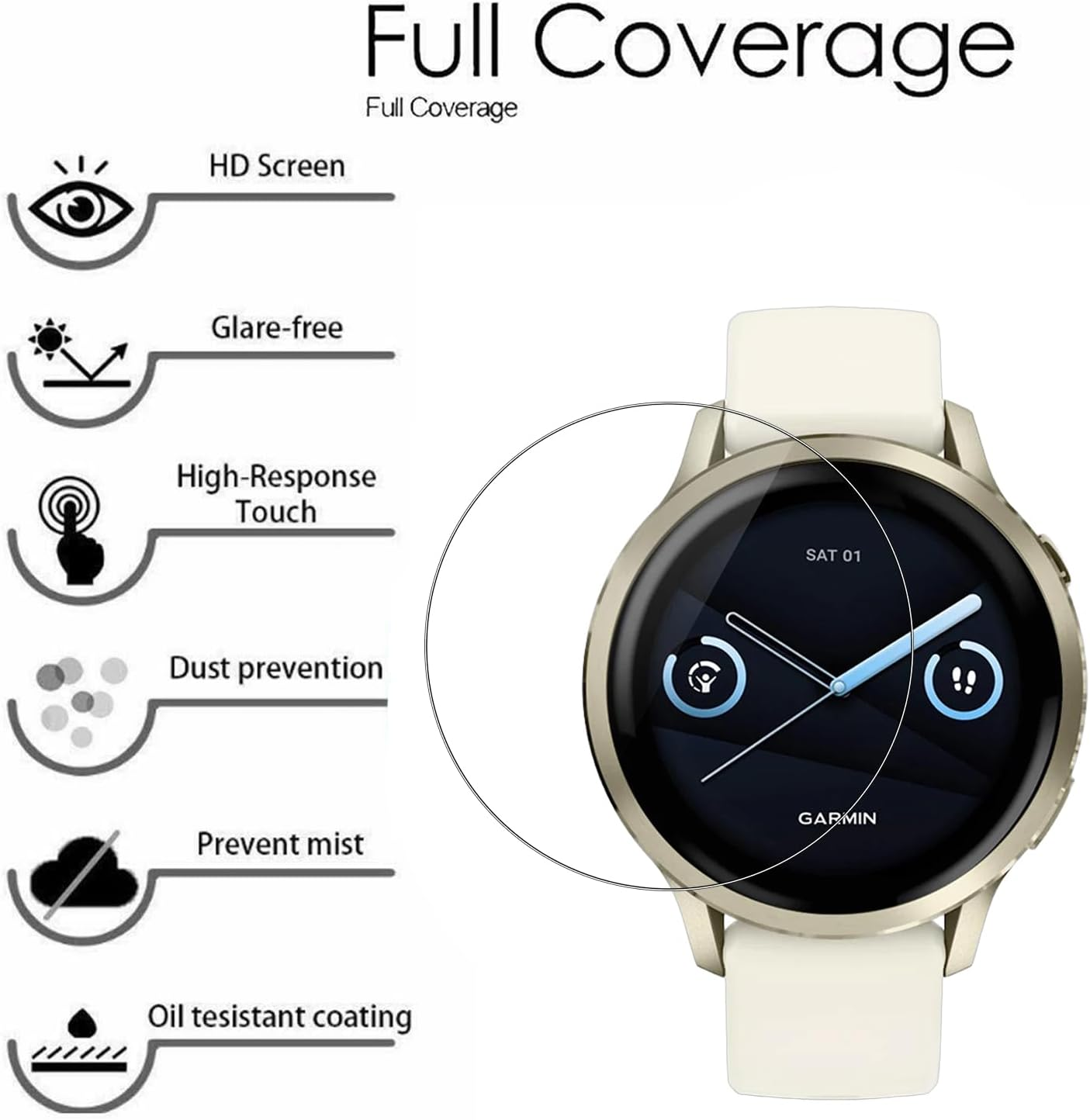 3 Pack Screen Protector for Garmin Venu 4 41Mm, Electro-Weideworld Self-Healing & Bubble Free HD Clear Soft TPU Protective Film for Garmin Venu 4 41Mm[Sensitive Touch] image number 2