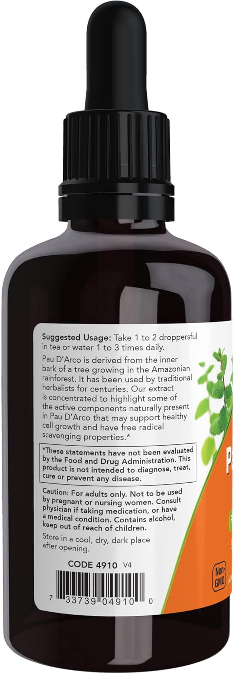 NOW Pau D'Arco Extract Liquid,2-Ounce image number 4