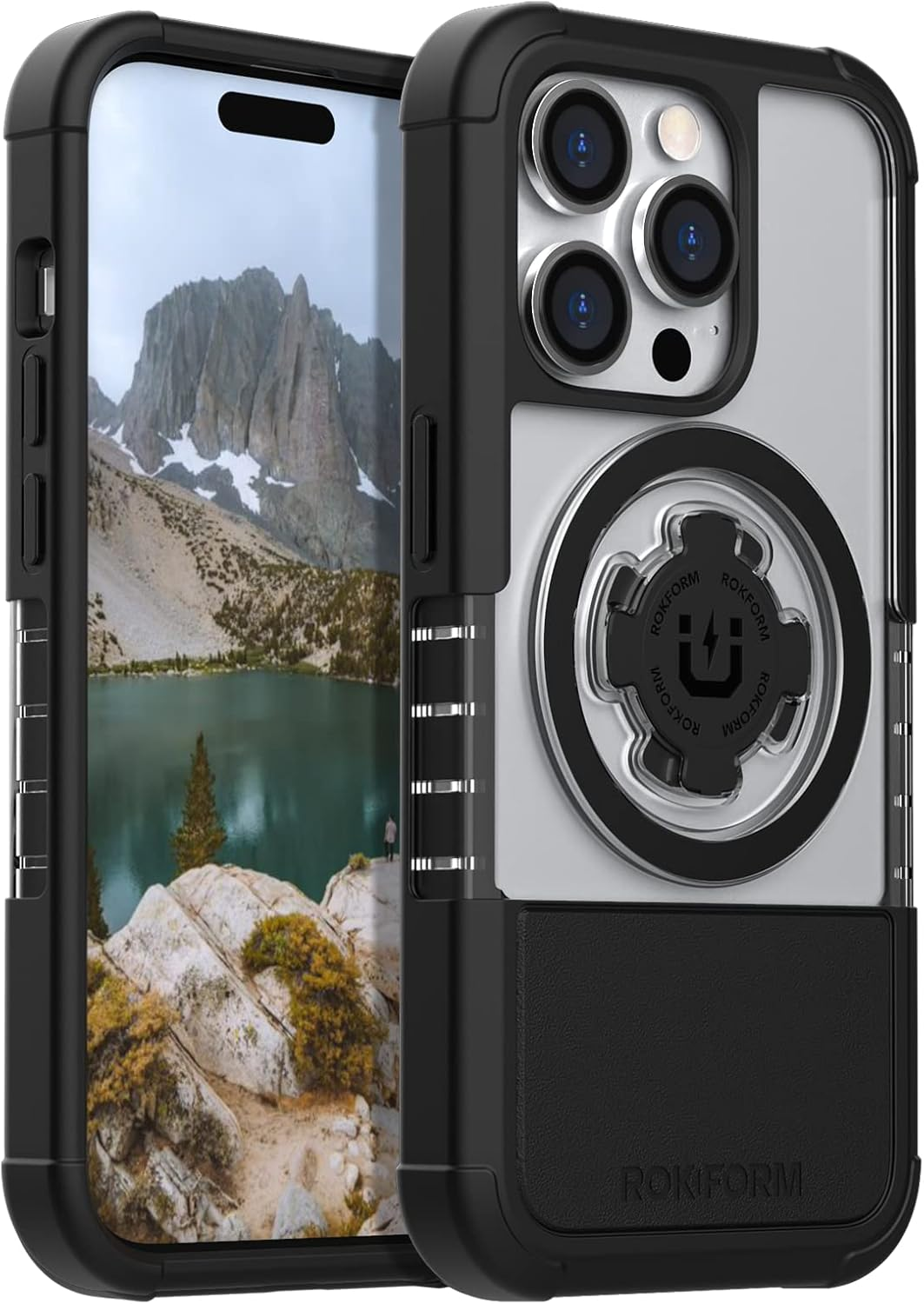 ROKFORM Iphone 14 plus Case, Rugged Series, Dual Magnet + Magsafe Compatible, Cover with Roklock Twist Lock, Magnetic Protective Apple Gear, Drop Tested Armor (Black)