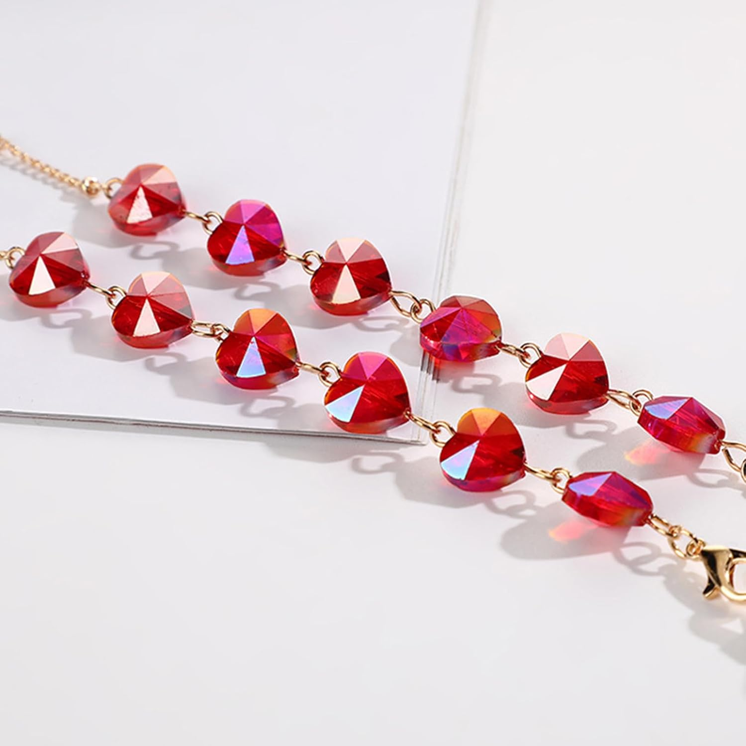 FOSDICK Pack of 4 Women'S Glasses Chain, Metal Glasses Strap, Sunglasses Chain, Gold, Elegant Glasses Straps, Crystal Beads Glasses Cord, Glasses Chain for Women, Girls, Accessories, Red, Blue, Light image number 1