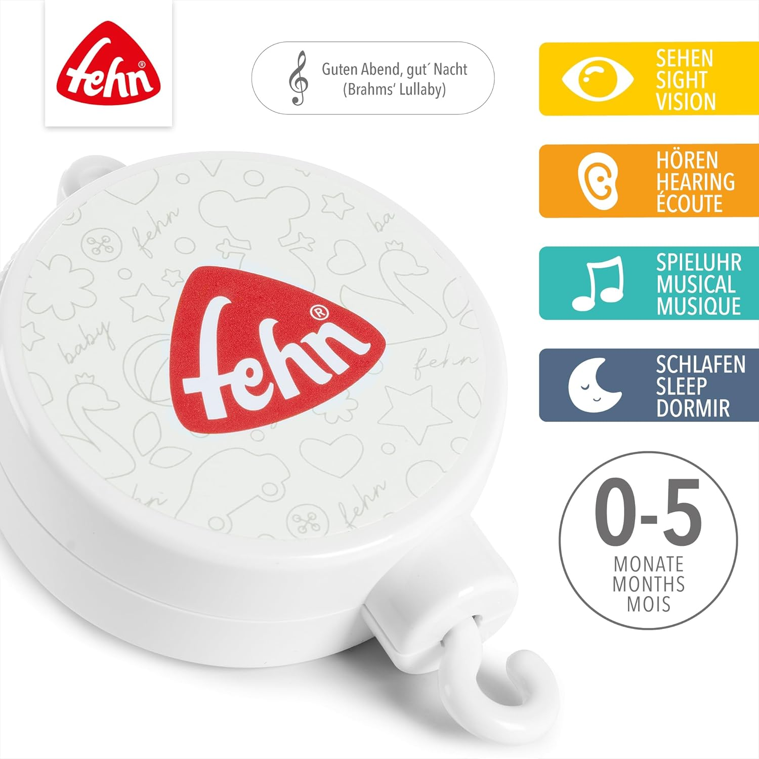 Fehn Mobile Musical Mechanism, Baby Sleep Aid Melody Good Evening, Good Night (Brahms Lullaby) - Baby Music Toy Suitable for All Fehn Music Mobiles - Music Toy for Babies and Toddlers image number 6