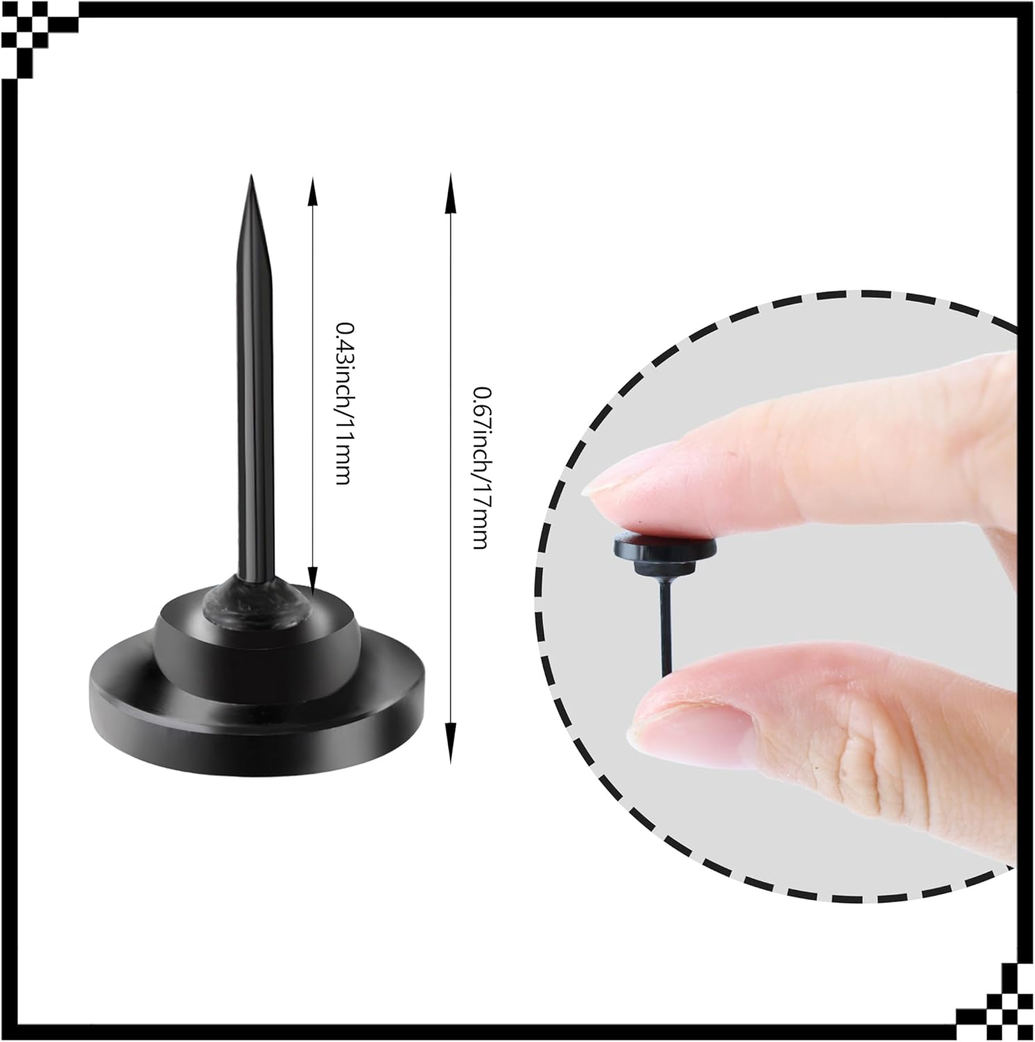 50Pcs Metal Push Pins, Thumb Tacks for Hanging Poster and Map, Heavy Duty Head Pin for Wall Corkboard Bulletin Board, Home Office Craft Accessories (Black) image number 1