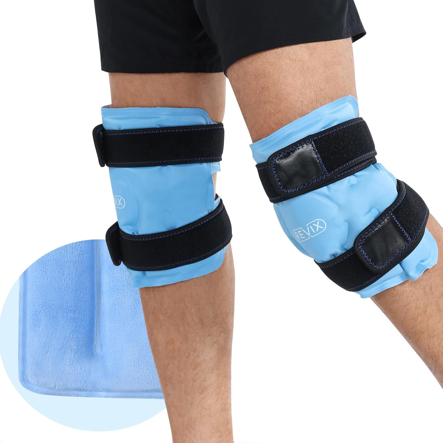 REVIX Ice Wraps for Knee Discomfort, Gel Ice Packs Reusable with Cold Compression, Knee Cold Pack to Relax Sore Muscles and Joints, Plush Cover and Hands-Free Application, a Set of Two image number 5