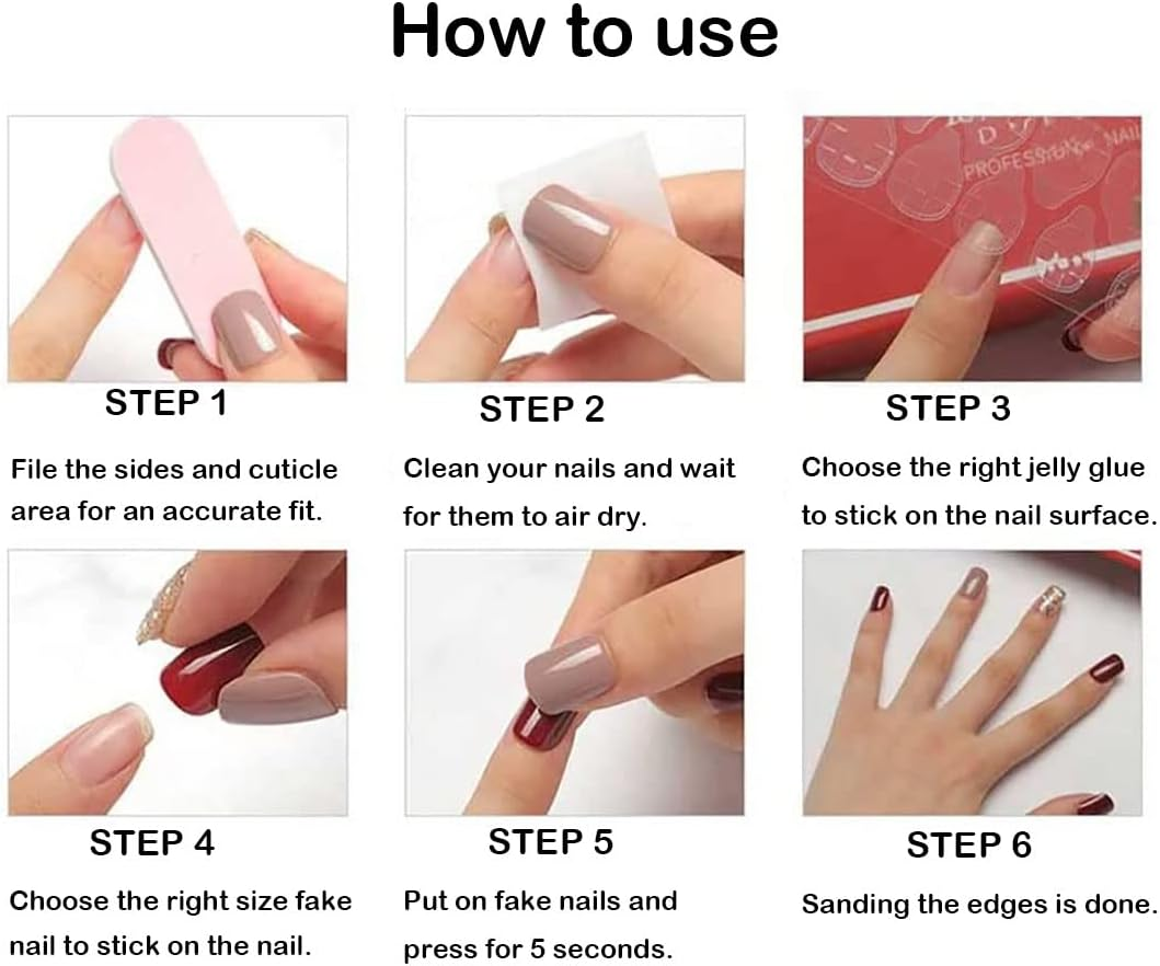 24 PCS French Press on Nails White Square False Nails Glossy Flowers Fake Nails with Line Design Full Cover Short Nails Art for Women and Girls Daily Decoration image number 3