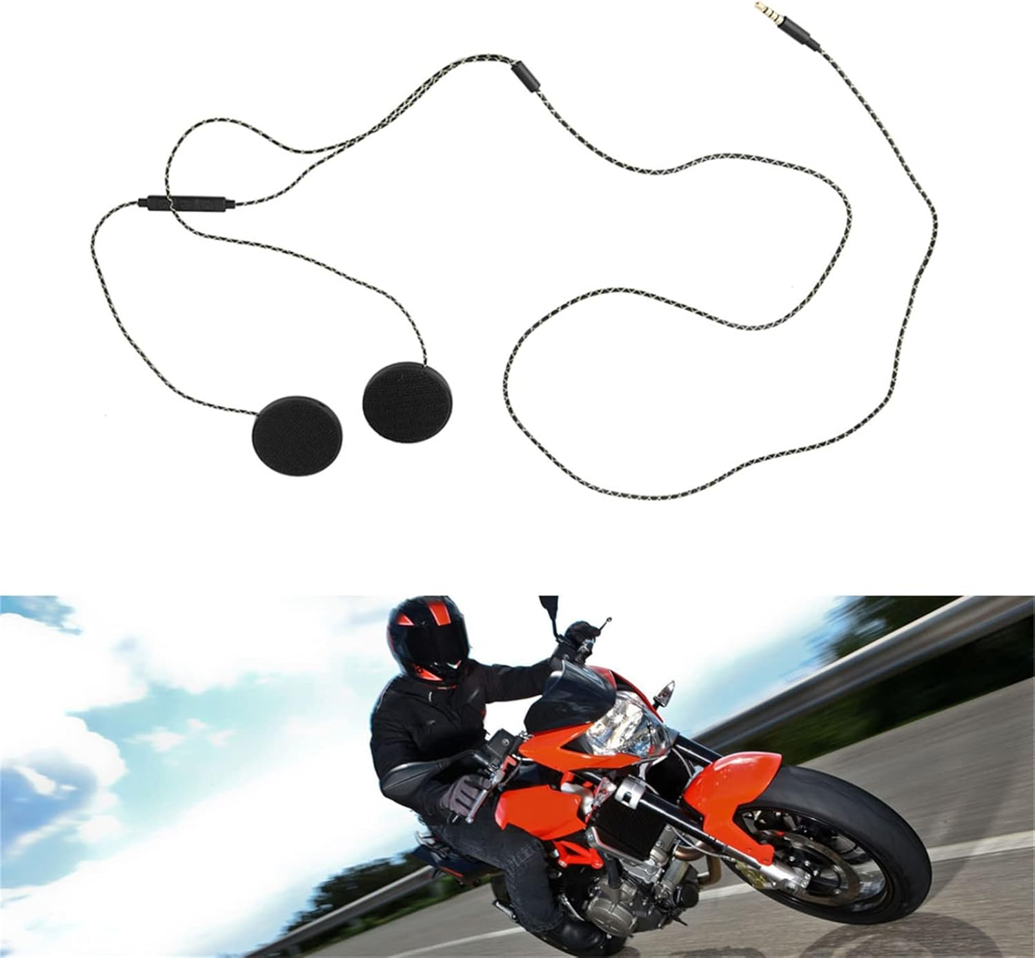 Motorcycle Helmet Headset, Waterproof Motorcycle Headphones Wired Helmet Sports Headset Helmet Earphone Universal Racing Helmet Speakers for Motorcycle Skiing image number 1