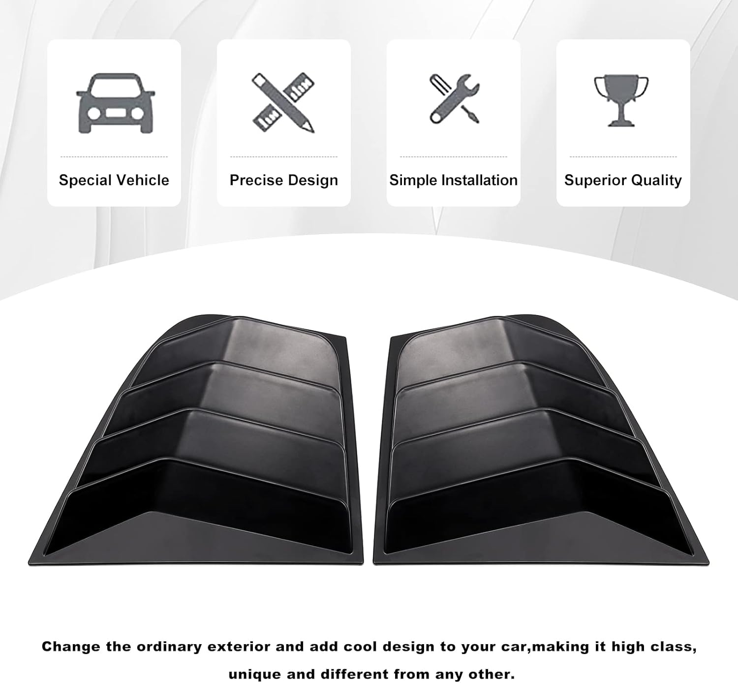 Sporacingrts Side Window Louvers Scoop Cover Sunshade Compatible with 2018 2019 2020 2021 2022 Kia Stinger Black (YMX3-1-SSW055-BK) - Carbon Fiber Style image number 4