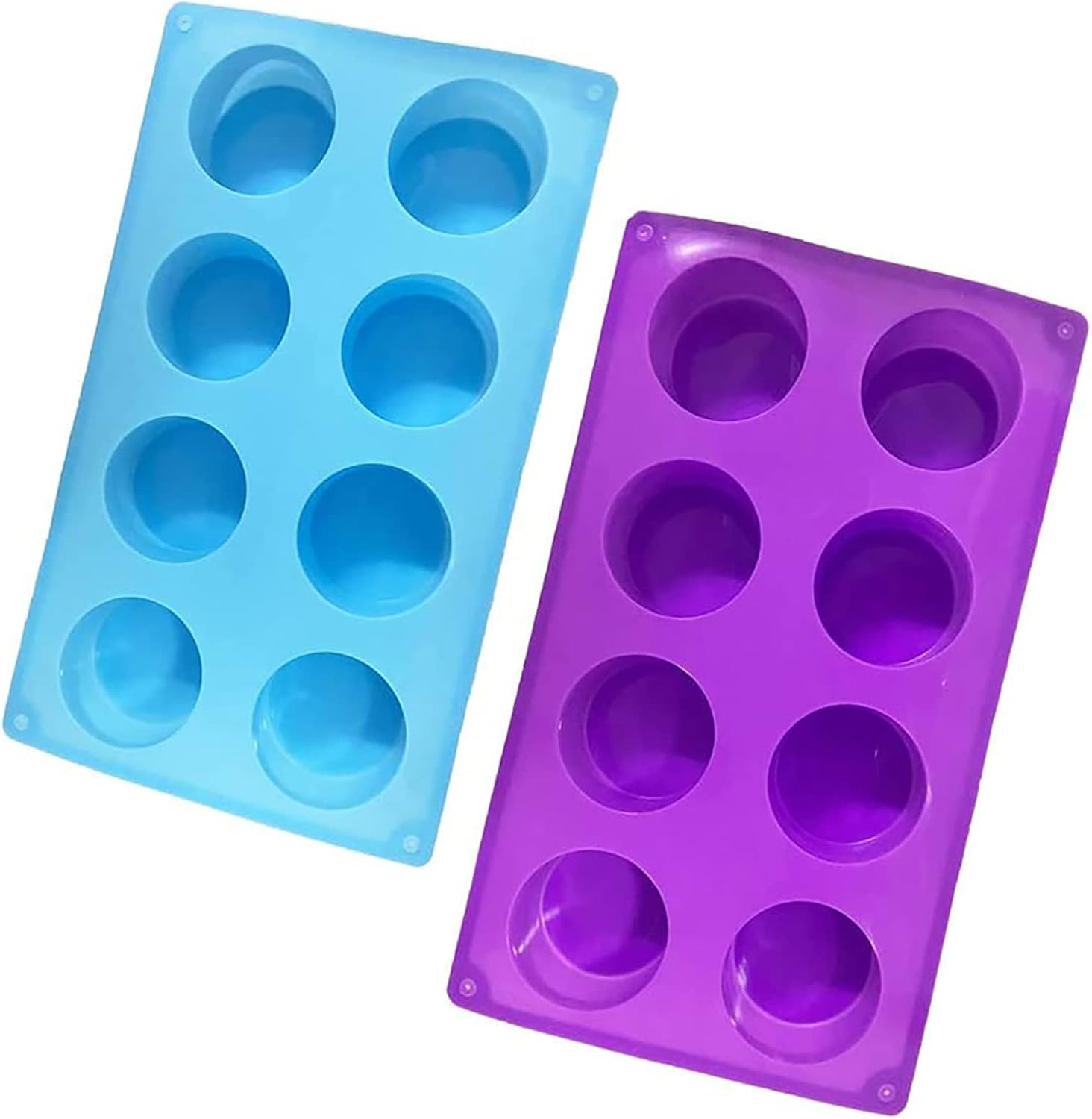 8-Cavity round Silicone Molds, 3 Pack Large round Silicone Baking Molds, Non-Stick Cookie Mold for Baking Cake/Chocolate/Muffin/Cupcake/Brownie/Pudding Jello/Candy/Handmade Soap image number 6