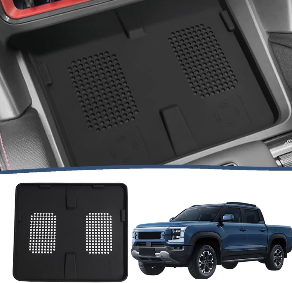 Black Scratch Resistant and Noise Reducing Wireless Mobile Phone Charging Silicone Pad - Designed for BYD Shark 6 Pickup Center Console, Pickup Truck Part image number 3