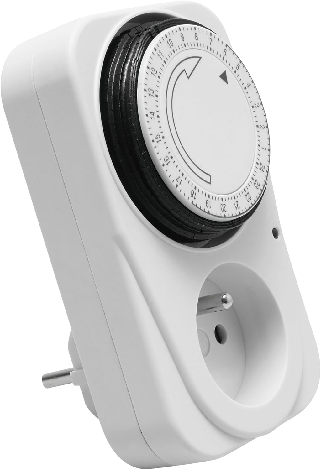 GTV Mechanical Timer Socket, Daily On/Off Cycle, Daily Timer for Reliable Control, 24-Hour Program, Analogue Timer Socket for Indoor Use