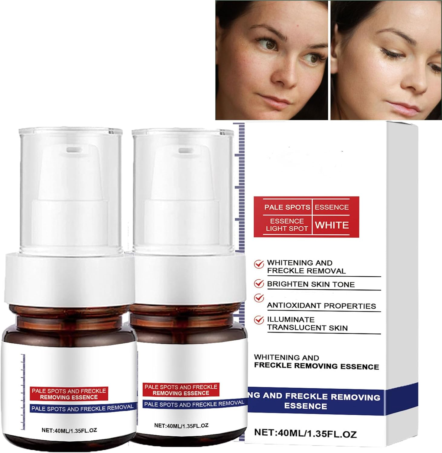 Whitening and Freckle Removing Essence, Anti-Spot Serum, Spot Remover for Face, Freckle Removing Essence, Dark Spot Correcting Serum, Skin Tightening Cream (2Pcs) image number 3