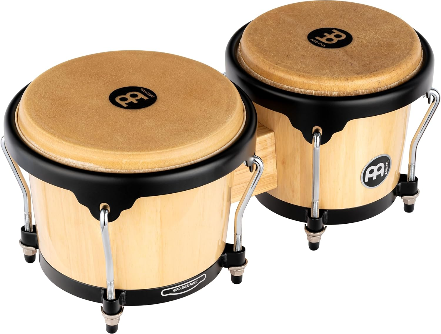 Meinl Percussion Bongos Hand Drum Set 6.75" and 8" with Hardwood Shells and Tuning Key &Acirc;&euro;&rdquo; NOT Made in China &Acirc;&euro;&rdquo; Headliner Series,, Natural (HB100NT)