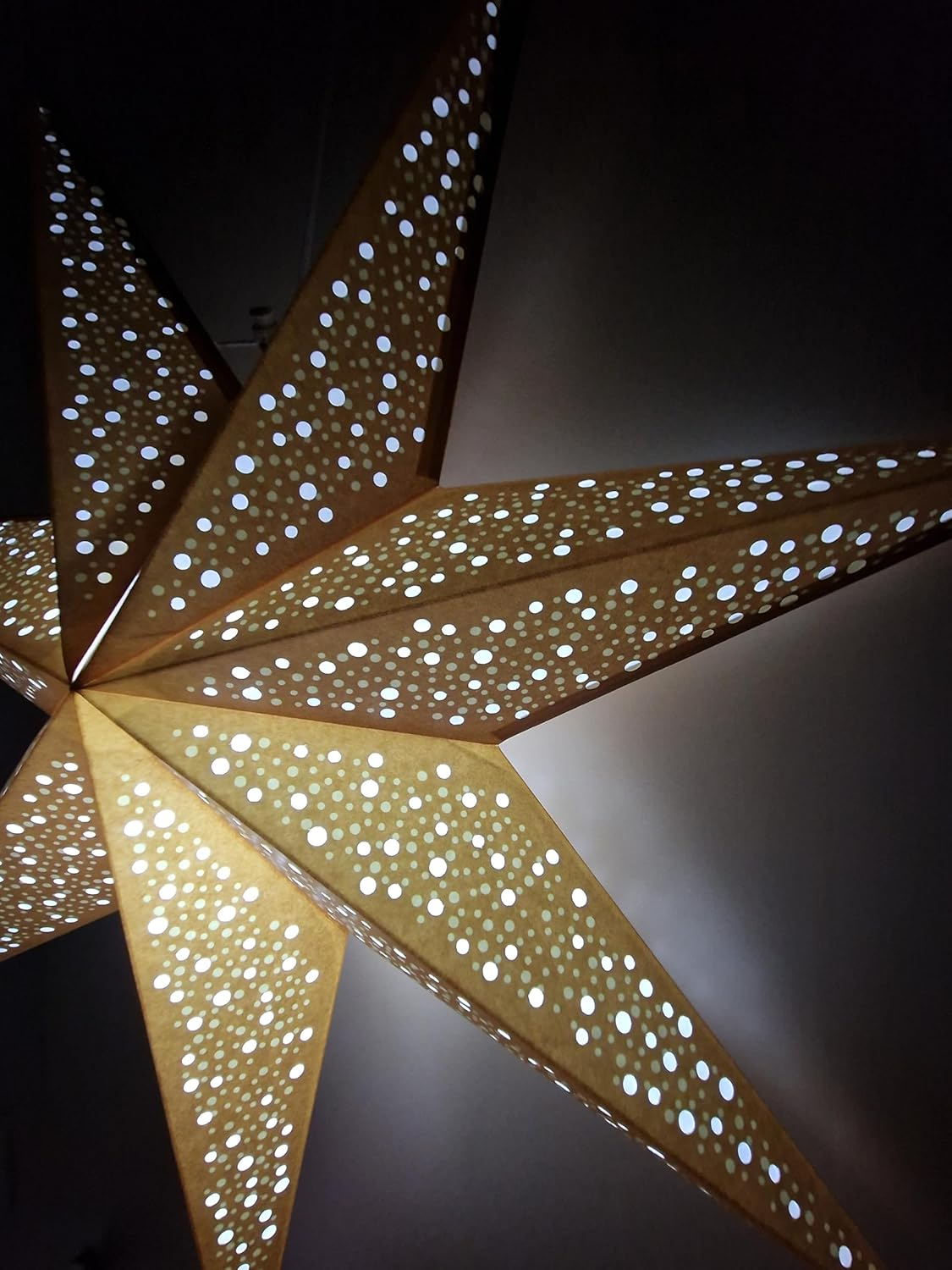 YEPSIO Lantern Lampshade Paper Star Light Shades Large 60Cm Hanging Decorations for Christmas Wedding Home Decoration Birthday Party Foldable 7 Pointed Star (Golden) image number 5