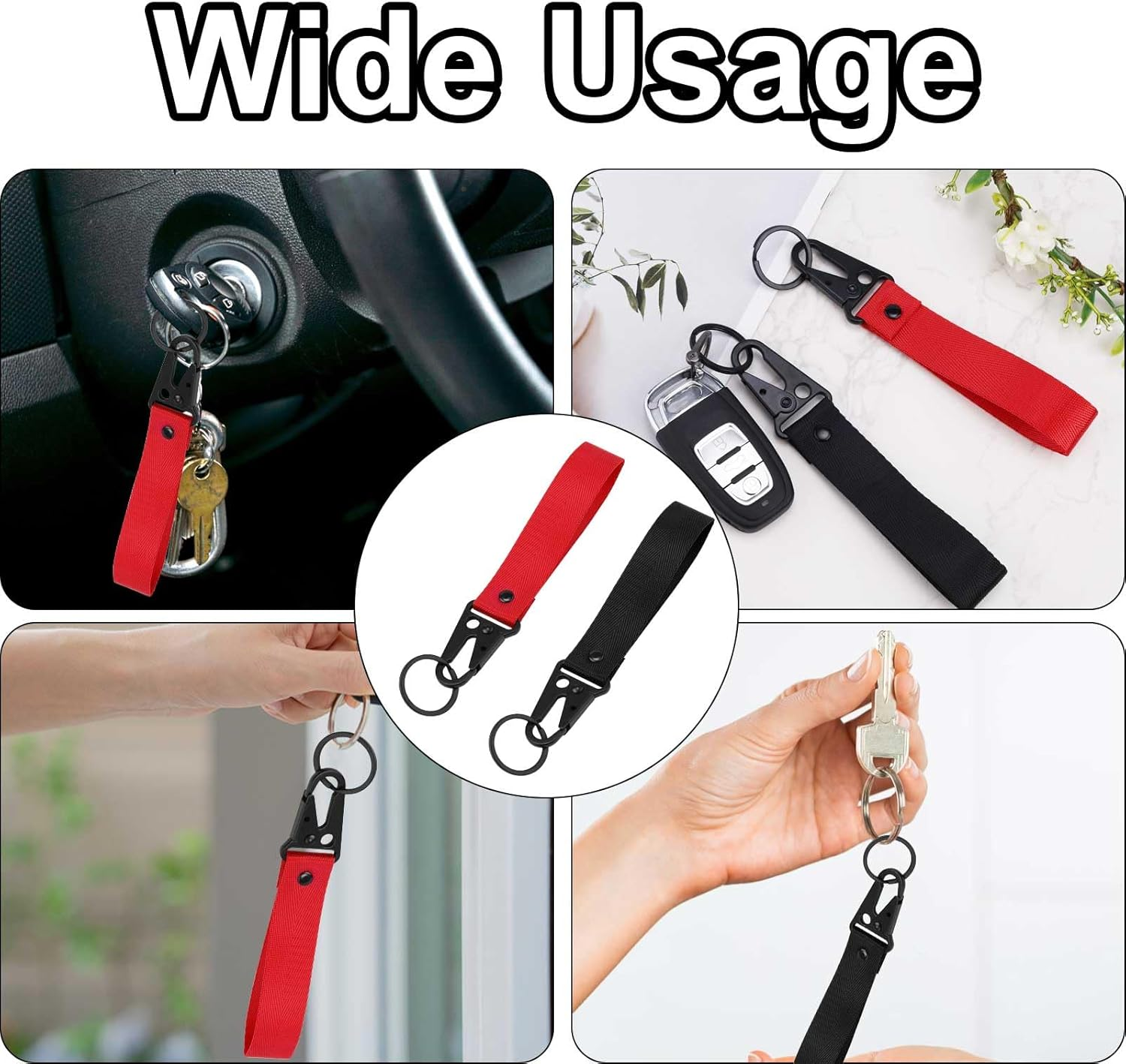 Gosknor 2Pcs Motorcycle Keychains, Black & Red Fabric Key Chain Stylish Motorcycle Key Tag Motorcycle Lanyard for Keys Anti-Lost Key Ring for Men Women Cars Motorcycles Bikes, Red image number 5