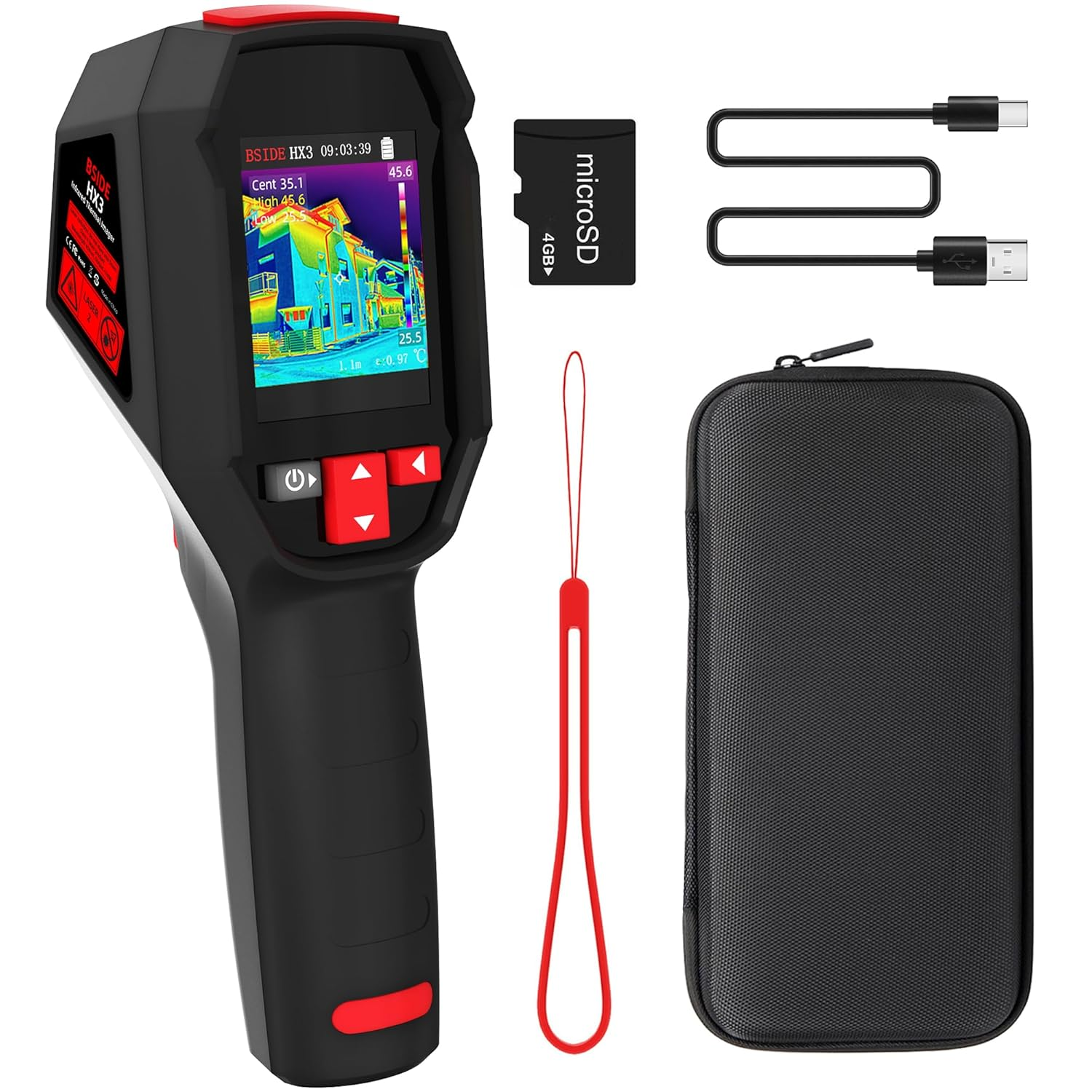 BSIDE Thermal Imaging Camera 240 X 240 Resolution Handheld Infrared Camera, 15 Thermal Palettes with 320 X 240 Full-Viewing TFT LCD for Home Inspection HVAC Electrical, 25Hz Refresh Rate, -4℉~1022℉