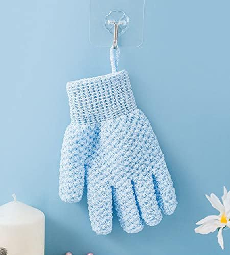 WOIWO 2 PCS Five-Finger Jacquard Bath Scrub Double-Faced Five-Finger Wash Scrub Towel Bath Gloves Wash Bath image number 2