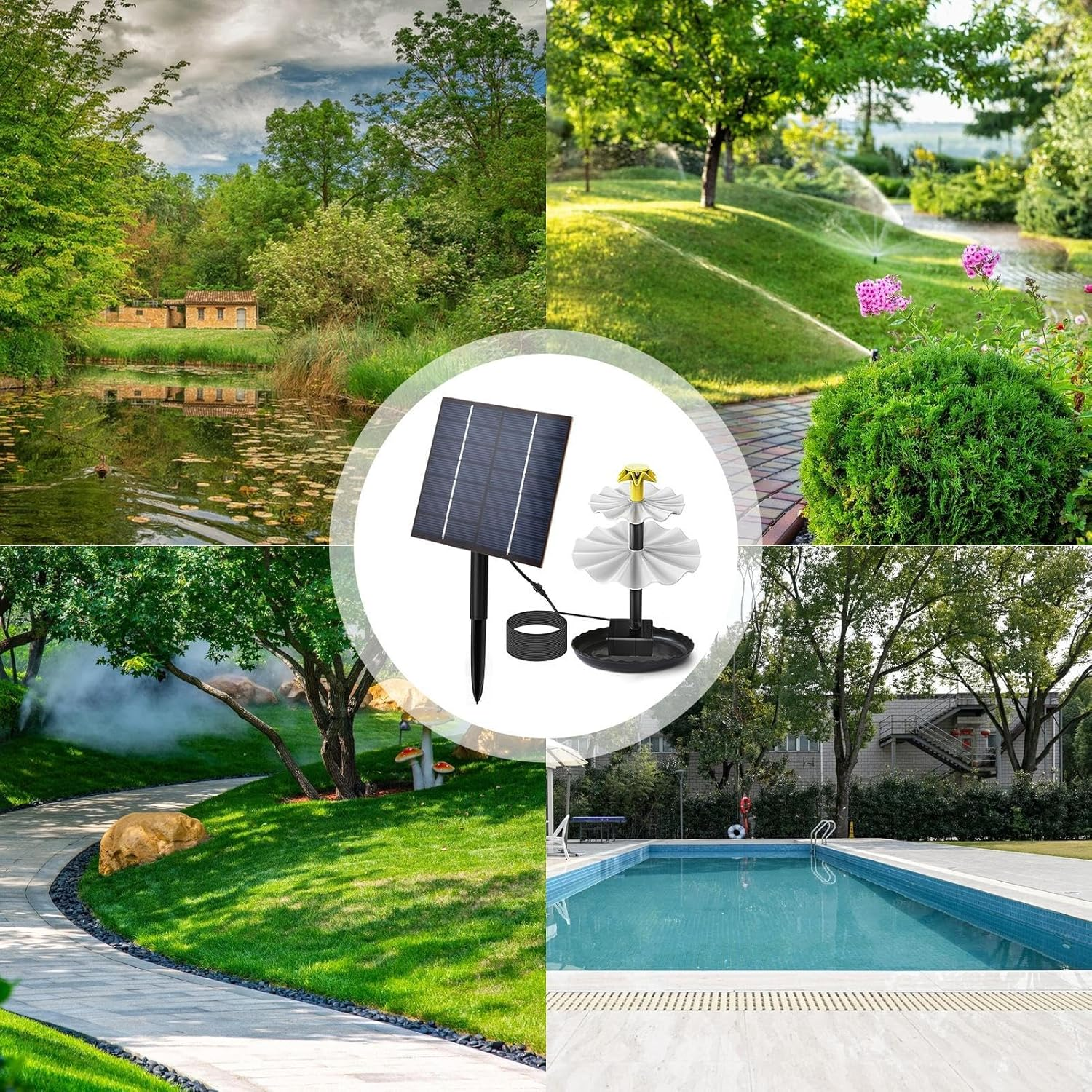 Solar Bird Bath Fountain - Outdoor Pond Pump Kit, Floating Solars Water Sprayer, Eco Friendly Power Design, Compact Garden Feature | Decorative Solar Fountain for Bird Bath Pond Patio - 2W image number 6