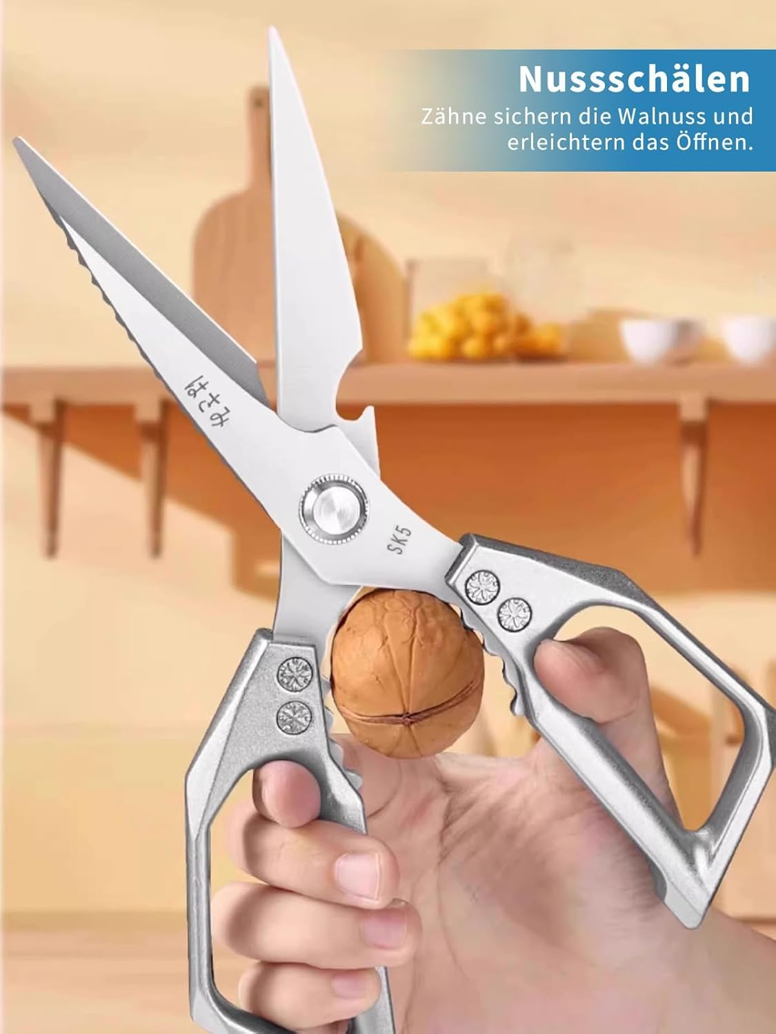Kitchen Scissors Multifunctional Heavy Duty: Stainless Steel Sharp Blade Durable Kitchen Shear Poultry Cutting image number 4