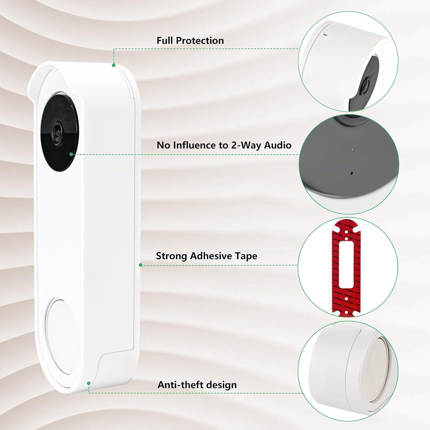 Anti-Theft No Drill Doorbell Mount Compatible with Google Nest Doorbell (Battery), Video Doorbell Door Mount for Apartment, Home, Renters, No Tools Needed and Protect Your Wall image number 6