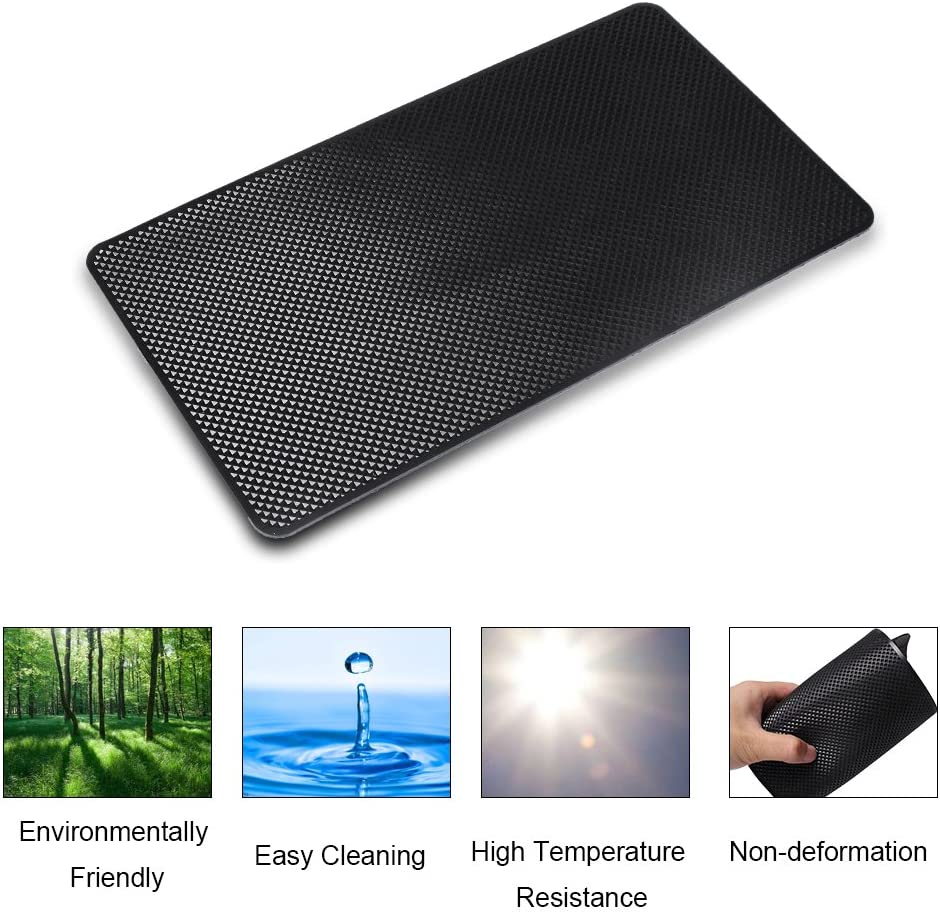 EFORCAR Anti-Slip Mat,Car Dashboard Non-Slip Pad,Silicone Gel Car Anti-Slip Mat for Cellphone Ornaments Fixed Center Console Grid Holds Cell Phones,Sunglasses,Coins,Keys Etc - Black image number 2