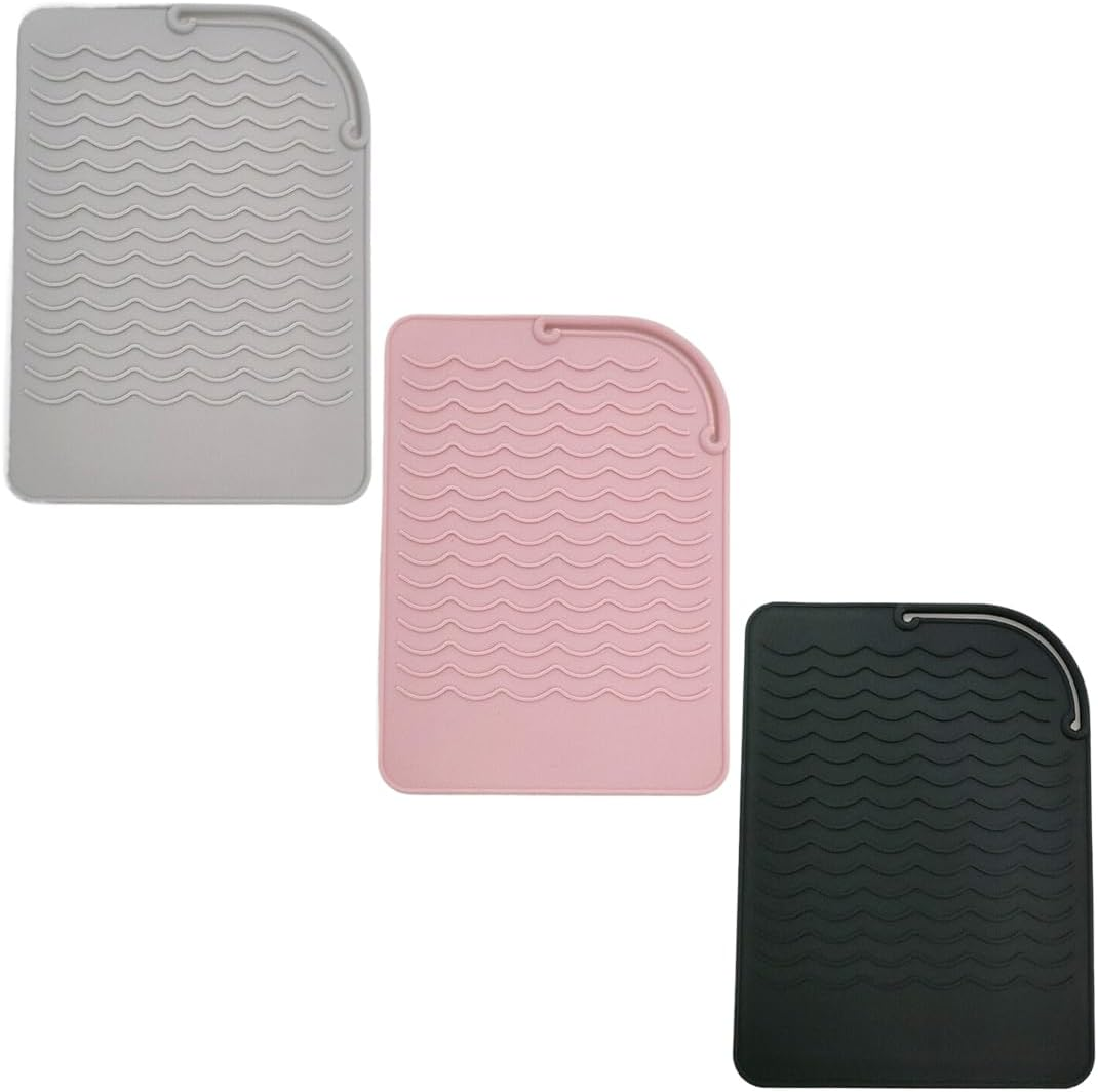 KOLZEMV 3 Pieces Heat-Resistant Silicone Mat Bags, Heat-Resistant Underlay, Mat Cover for Curling Irons, Hair Straighteners, Straighteners and Other Hot Hair Tools, Height 21.5 Cm and Width 15.7 Cm image number 1