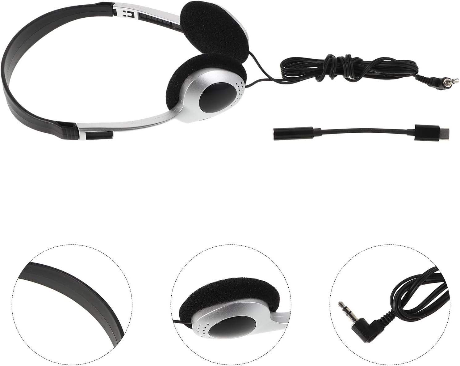 Jojofuny Lightweight Wired Headphones with Retro Silver Spray Finish High Definition Audio Inline Controls for Students Compatible with Computers Cell Phones Tablets Portable Library image number 5