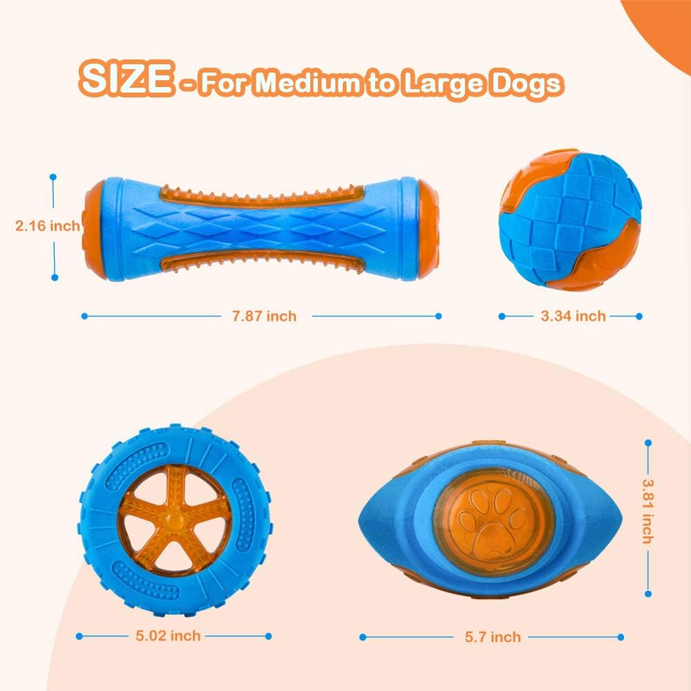 Coubontail Dog Squeaky Toys Pack 4 Pcs, Pool Toys, Floating Toys for Interactive Fetch & Play, Dog Beach Toy Set, TPR image number 6