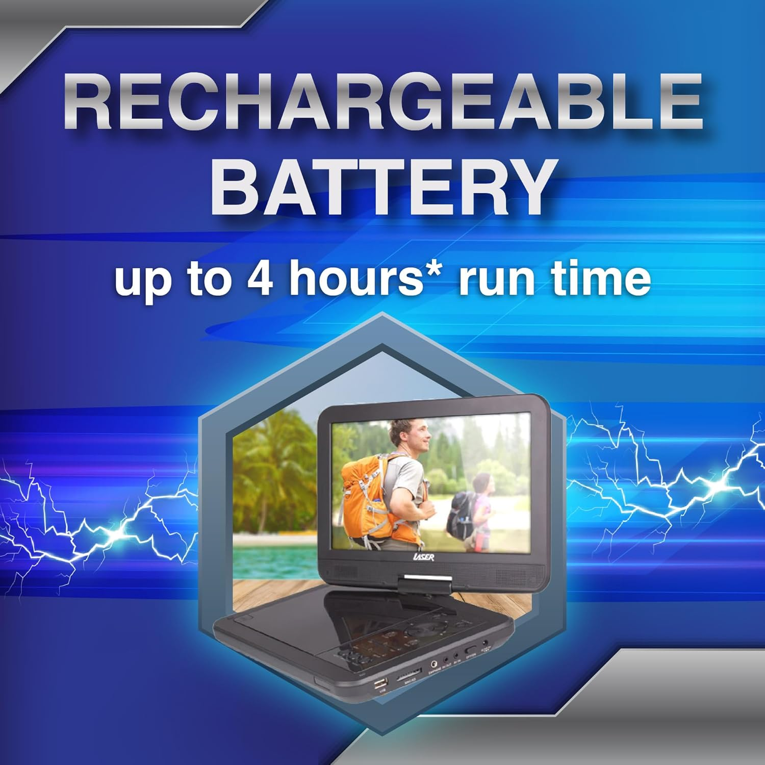 Laser 10&rdquo; Portable DVD Player with Anti-Skip Technology, Large Lithium Battery, and 180&deg; Swivel Screen for On-The-Go Entertainment image number 4