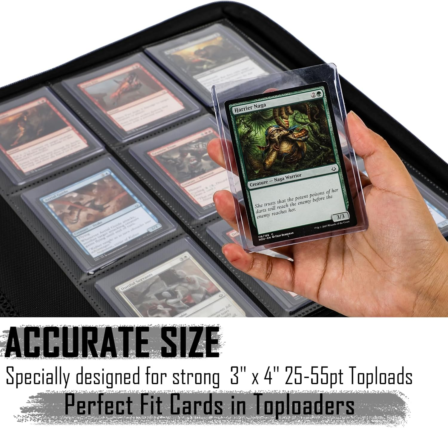 Toploader Binder, Holds 288 Toploads - 9-Pocket Top Load Binder for 3" X 4" Rigid Card Holders for Trading Cards TCG MTG or Sports Cards-Lb-Black image number 4