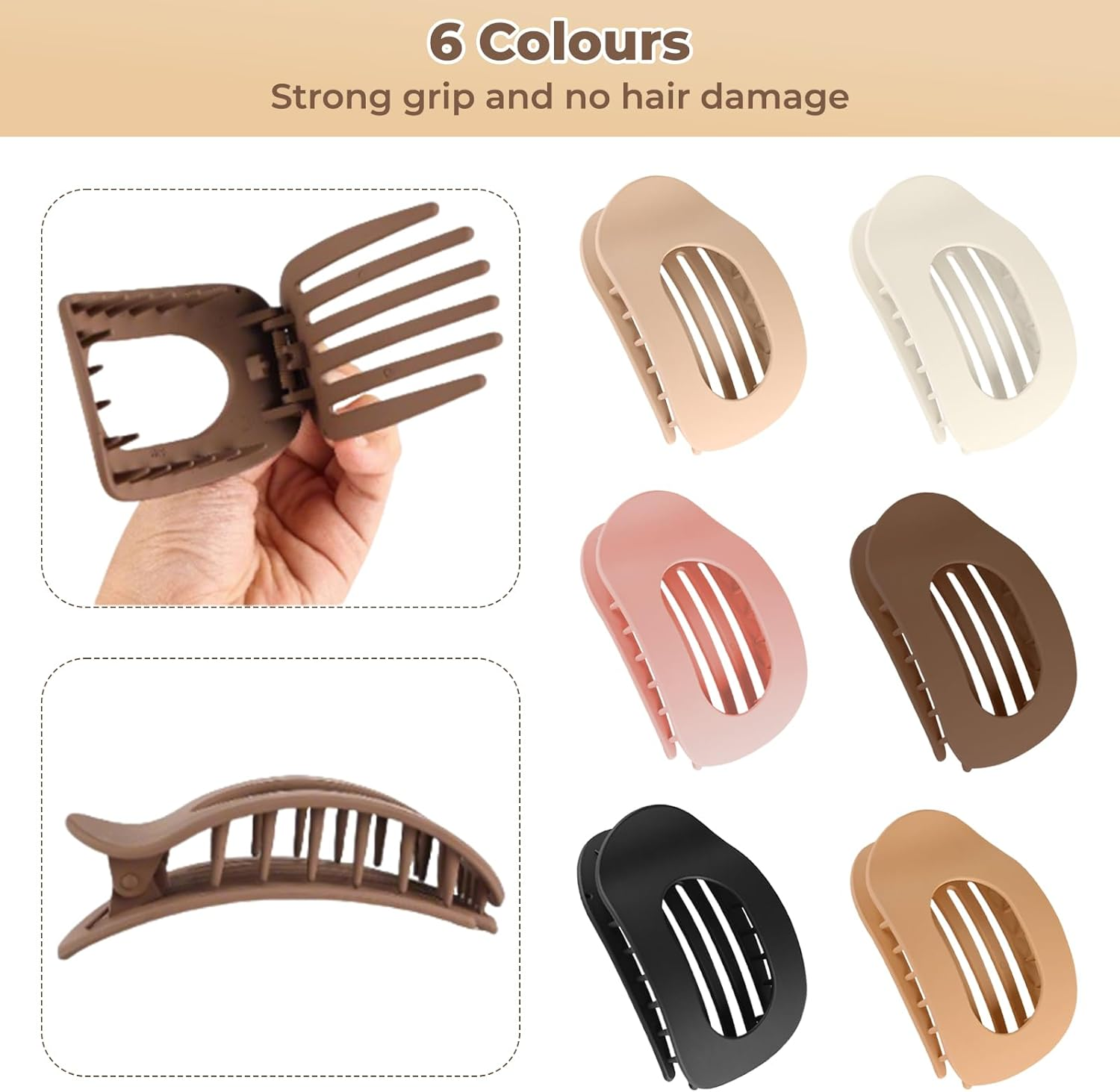 Dcsfadq Pack of 6 Women'S Hair Clips, Duckbill Hair Clip, 6 Colours, French Elegant Flat Hair Clip for Girls, Women, Everyday Travel