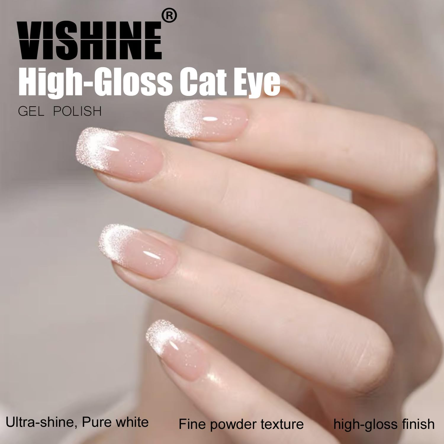 Vishine 16Ml Cat Eye Gel Nail Polish &ndash; Silver Glitter Holographic Gel, Reflective Translucent UV Gel, Crystal Shade (H001) image number 3