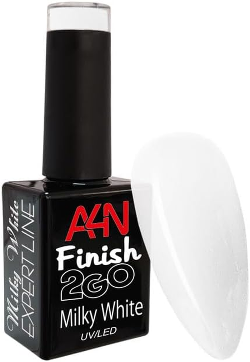 Finish 2GO High-Gloss Sealer, Milky White, without Sweating Layer, 10 Ml, in Brush Bottle, Thin End Gel (Milky White) image number 1