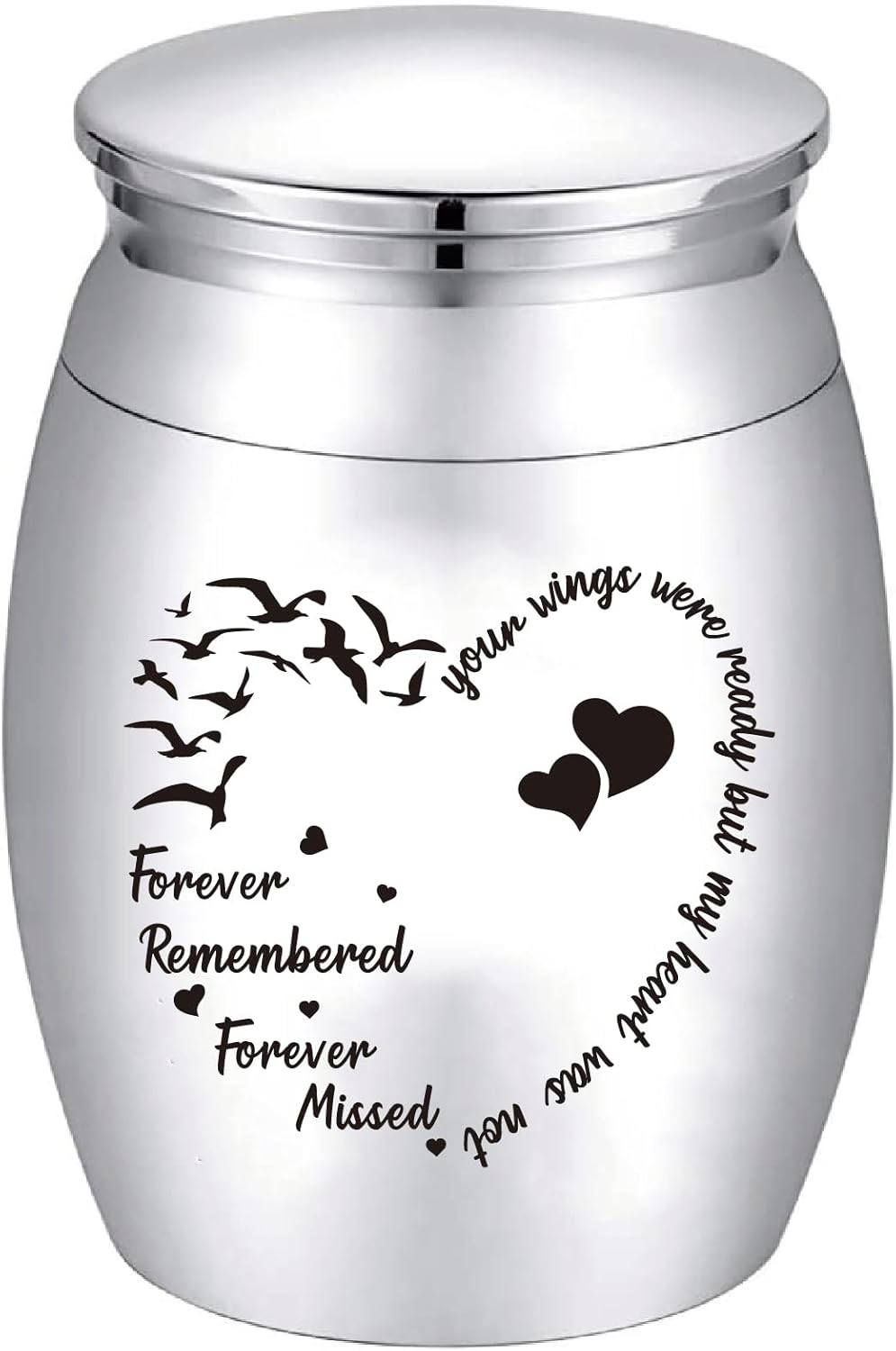 CREATCABIN Seagull Heart Mini Urns for Human Ashes Small Cremation Keepsake Urn Silver Alloy Sharing Funeral Urn Miniature Burial Jar Memorial Ashes Holder Decorative Urns 1.6X1.2Inch