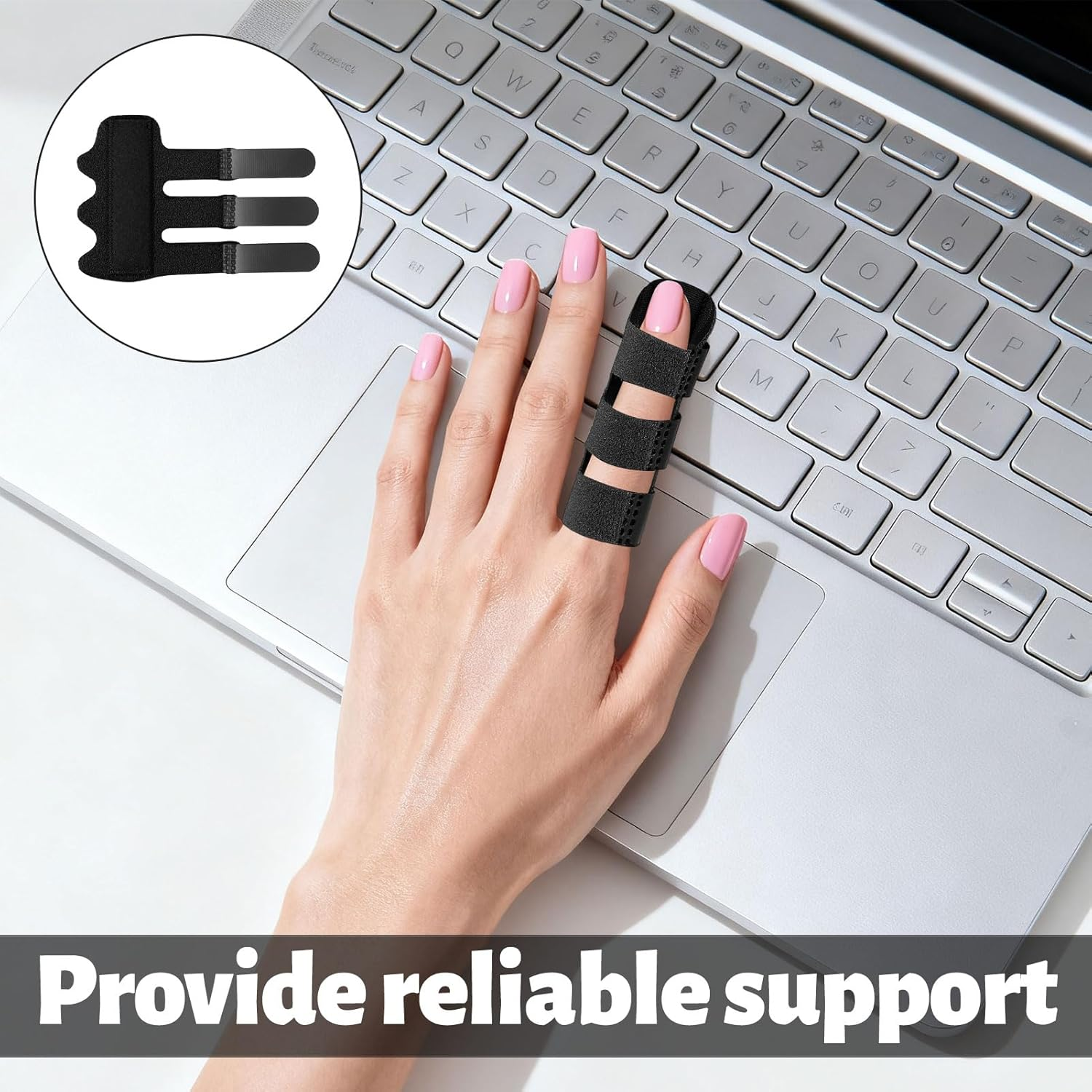 Trigger Finger Splint, 4Pcs Mallet Finger Splint, Thumb Splint, Upgraded 3 Straps Trigger Fingers Brace, Brace for Pain Relief, Arthritis, Broken Finger Protection, Straighten, Knuckle Immobilization image number 1