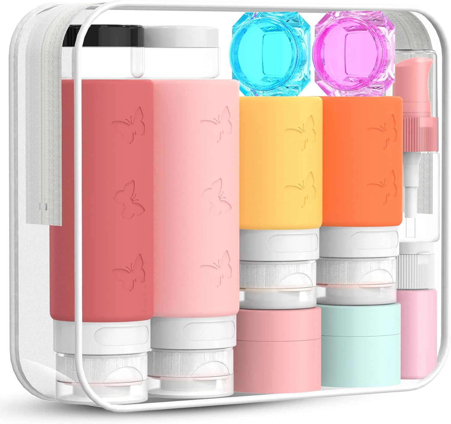 26 Pcs Travel Bottles Set for Toiletries, Squeezable Travel Bottles for Toiletries, Empty Leak Proof Refillable Silicone Travel Containers Set for Shampoo Conditioner, TSA Approved Travel Accessories